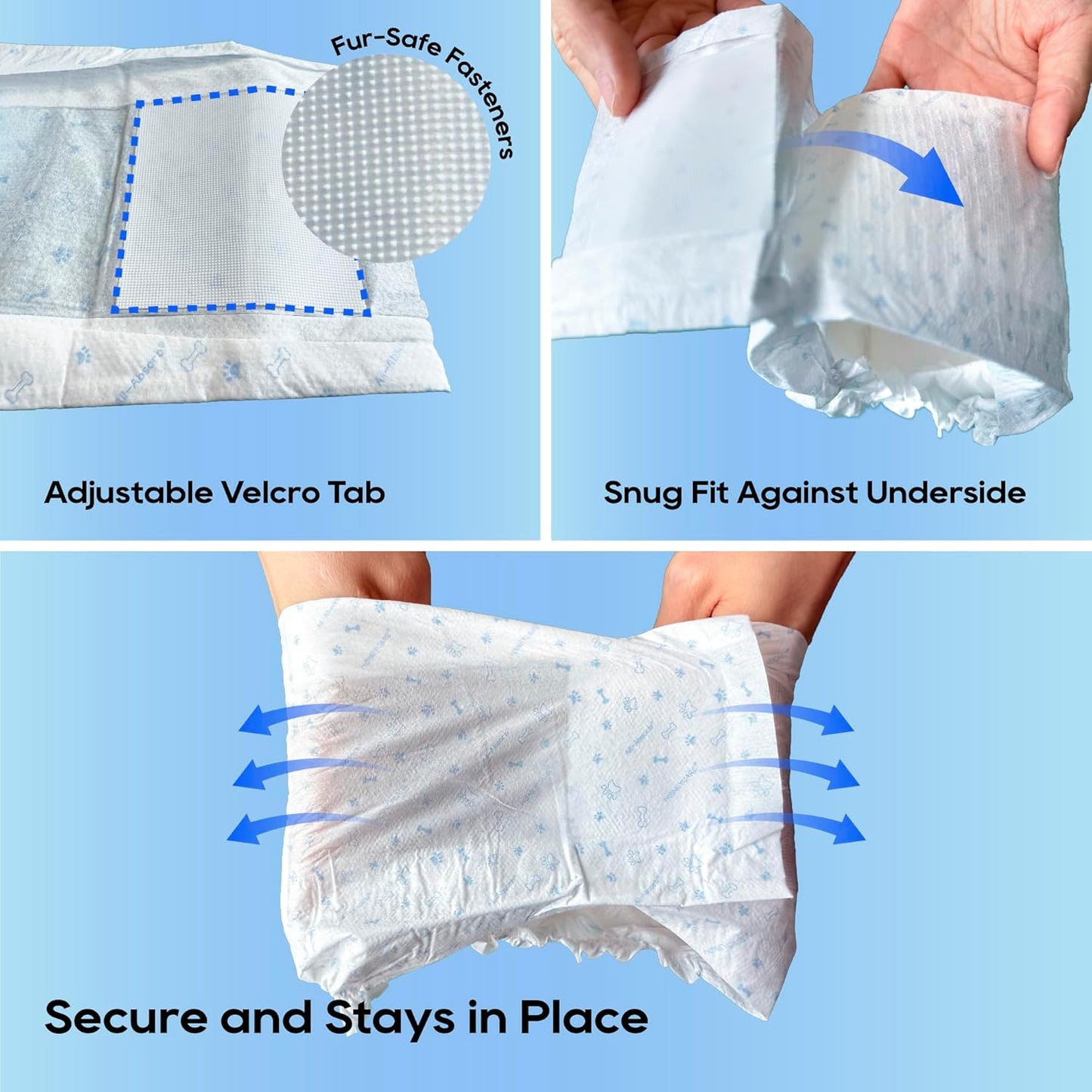 All-Absorb Male Dog Wraps - 50 Count, Small Size | Leak-Proof & Comfortable