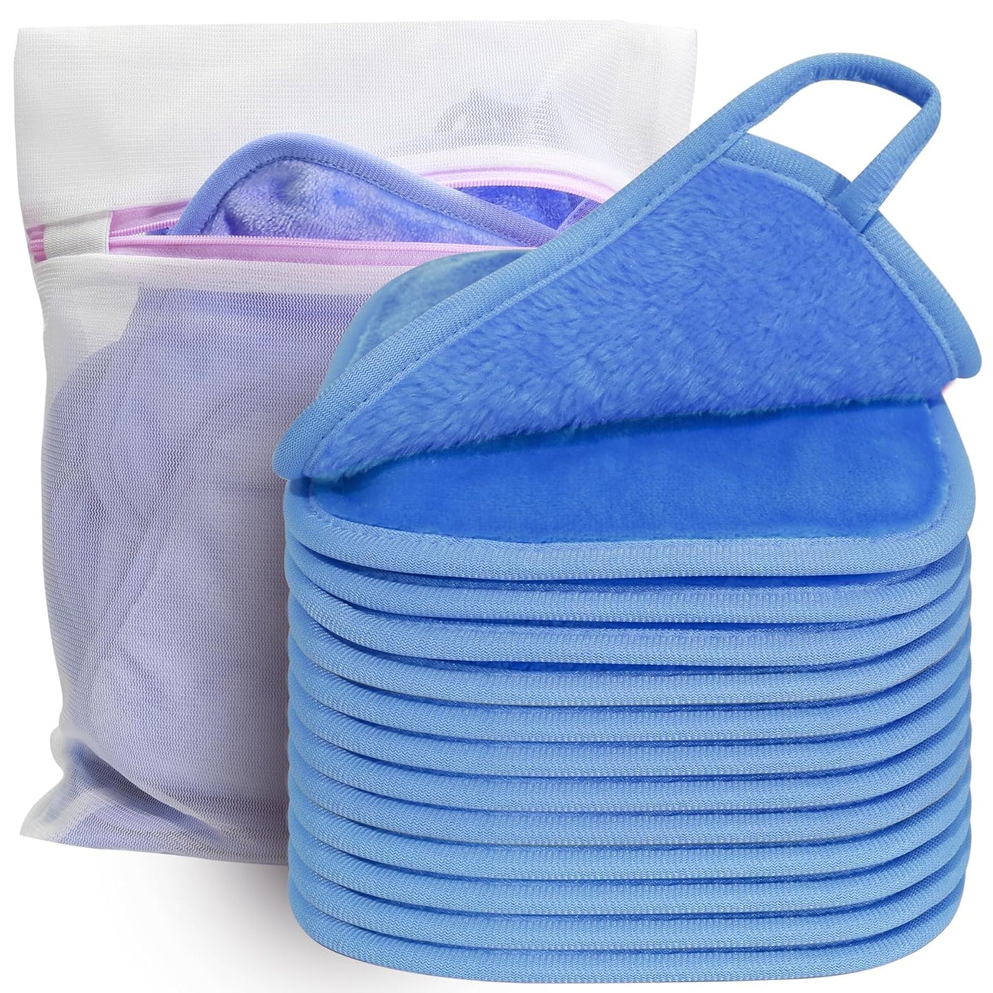 KODAMO Reusable Makeup Remover Cloths - Soft Microfiber Pads for Gentle Cleansing | 12 Pack with Mesh Bag