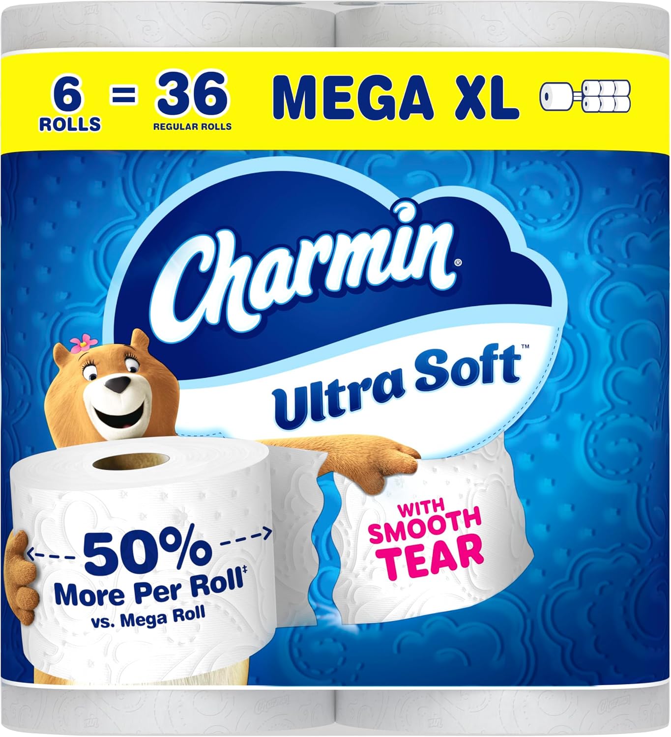 Charmin Ultra Soft Toilet Paper - 6 Mega Rolls | Equivalent to 24 Regular Rolls