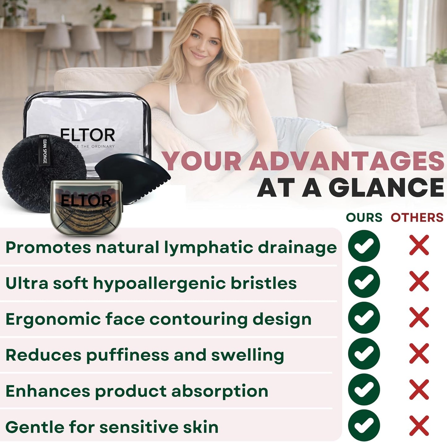 Lymphatic Contour Face Brush - Gua Sha Stone & Makeup Remover Pad | Anti-Puffiness & Jawline Sculpting Tool