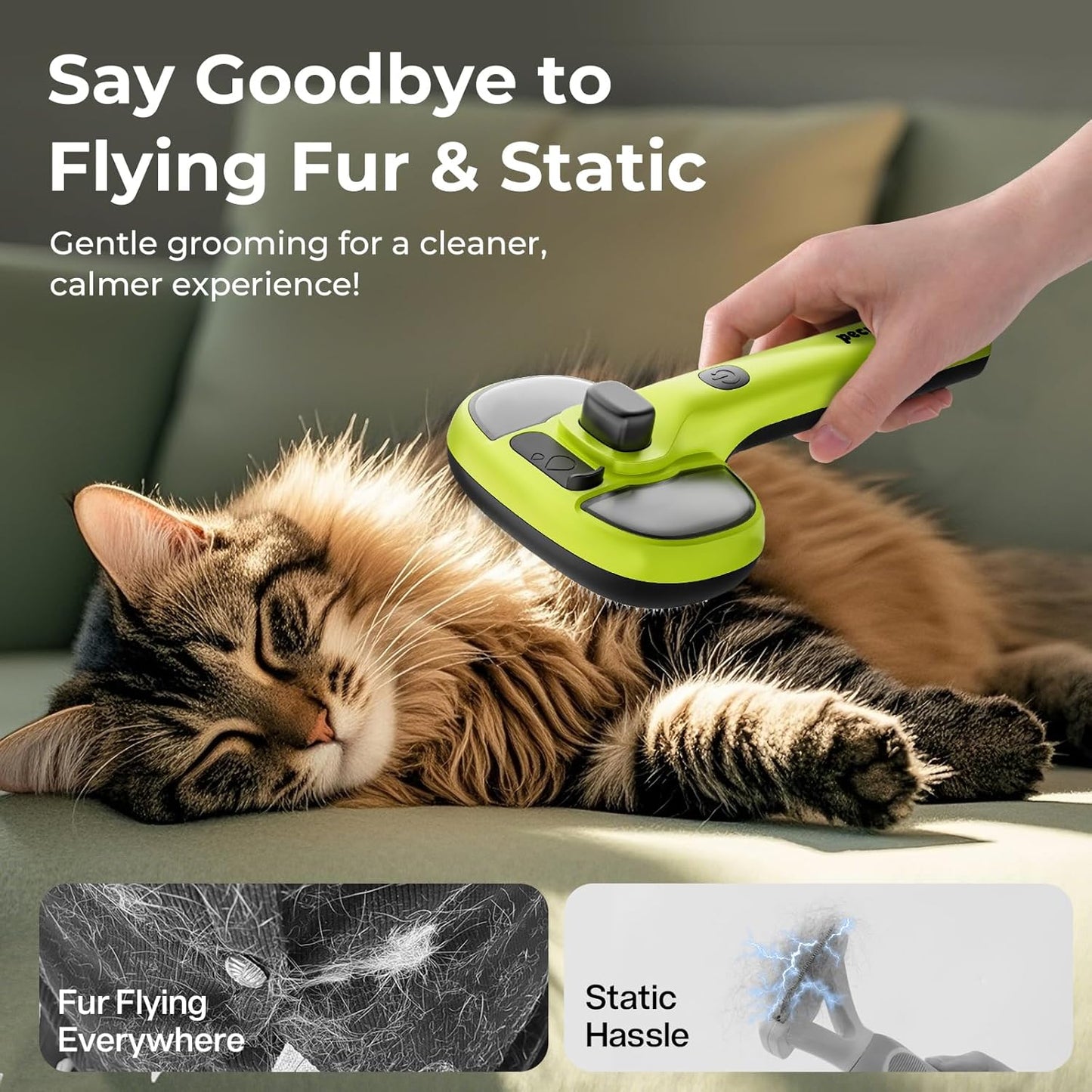 Pecute Cat Steam Brush - Self-Cleaning Grooming Tool with 2 Spray Modes | Large Capacity Tank for Shedding & Massaging
