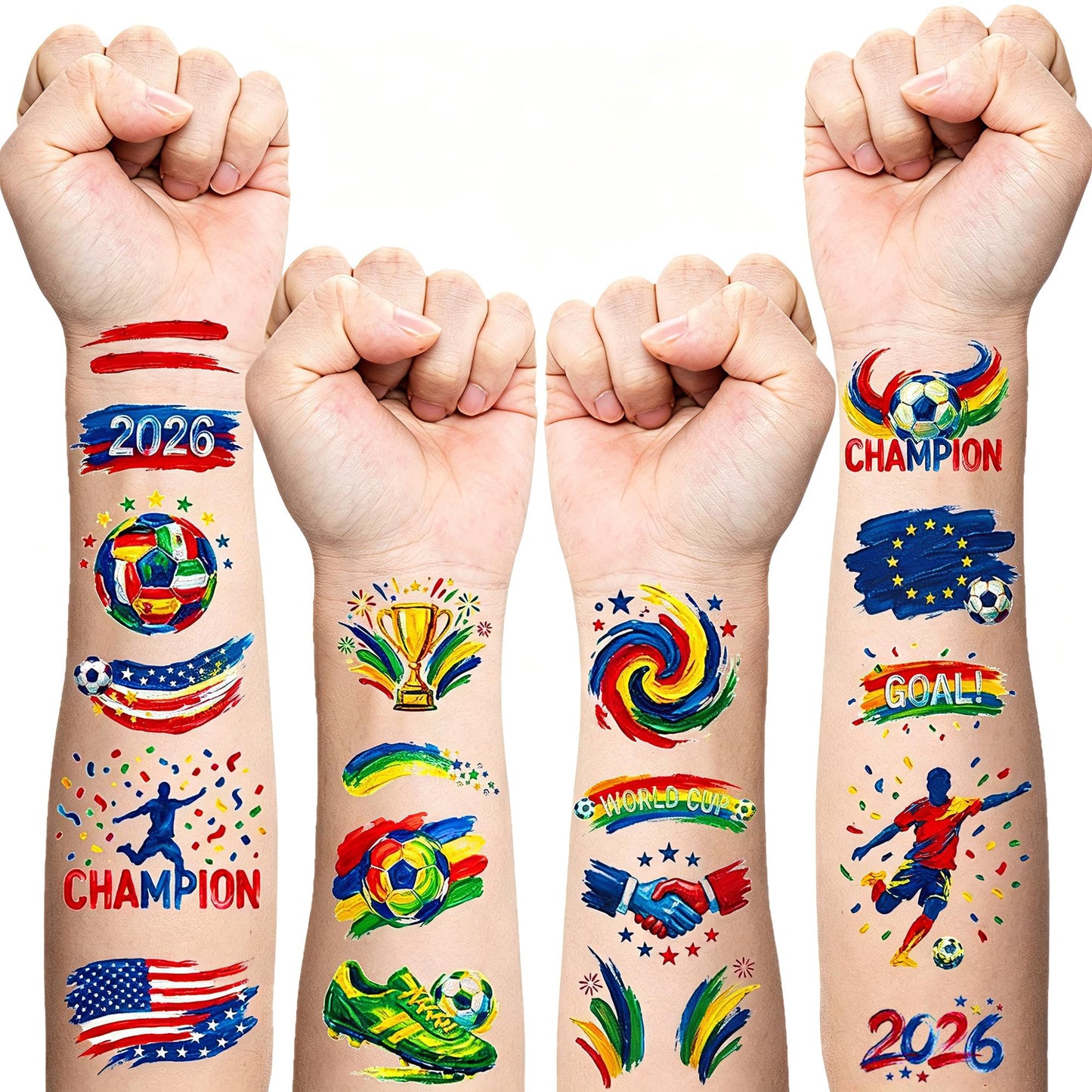 90 PCS World Cup 2026 Temporary Tattoos Stickers for Fans - Waterproof Sweatproof Soccer Temporary Tattoos, World Cup Merchandise Party Favors, Gift Idea for Teenagers, Adults, Boys and Girls