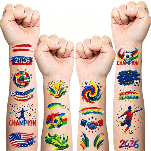 90 PCS World Cup 2026 Temporary Tattoos Stickers for Fans - Waterproof Sweatproof Soccer Temporary Tattoos, World Cup Merchandise Party Favors, Gift Idea for Teenagers, Adults, Boys and Girls