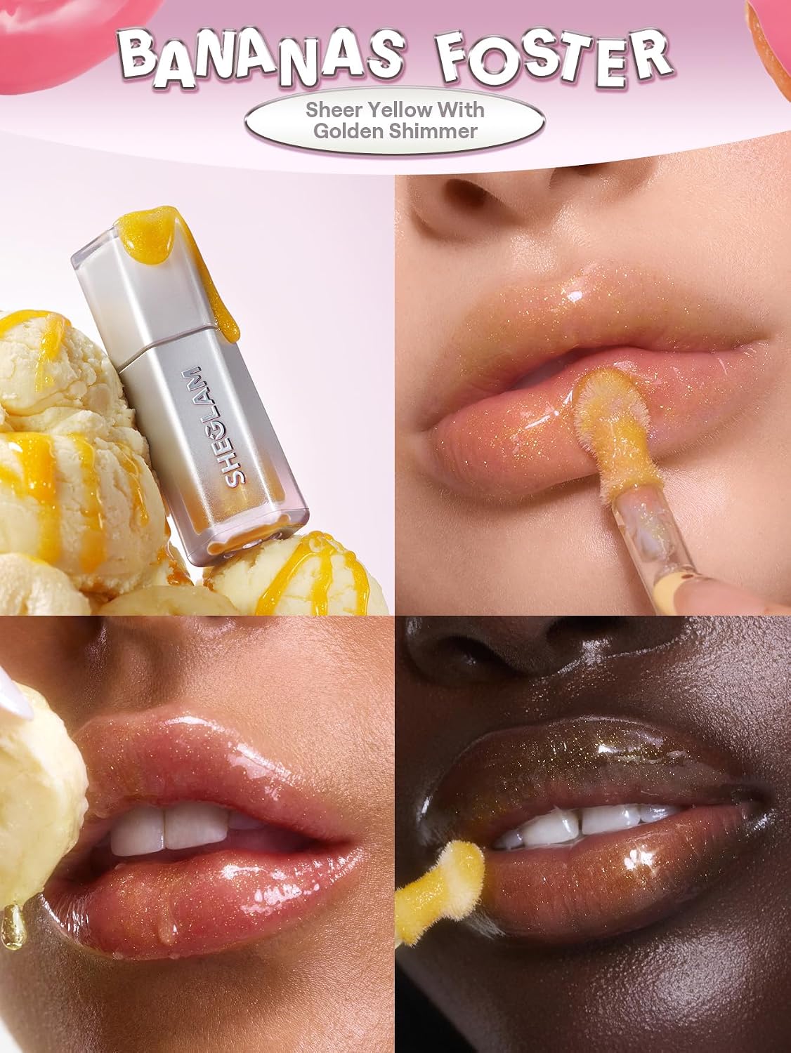High Shine Finish Moisturizing Lip Gloss - Bananas Foster Flavor | Glass Lock Formula