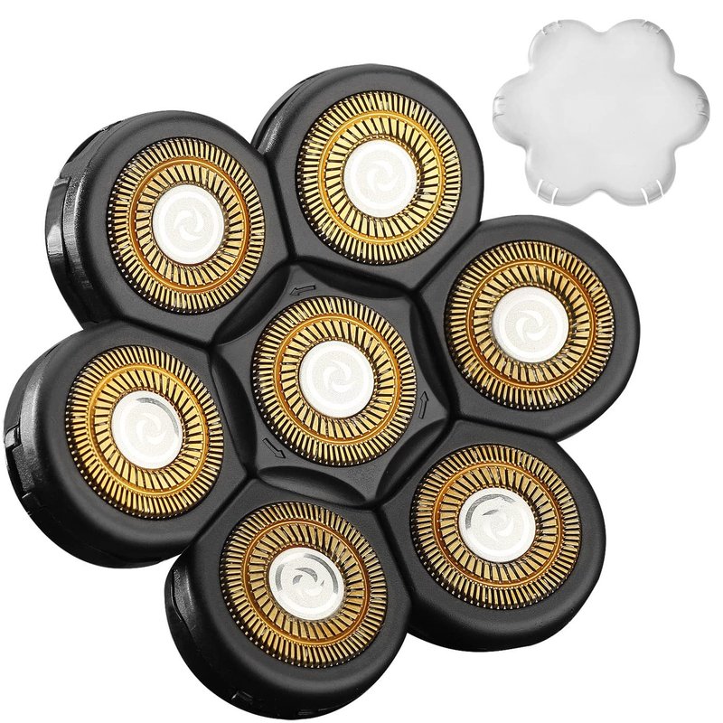 Universa 7 Blades Replacement Heads for Mainstream head shaver brands, Head Shaver Replacement Blades (7 Gold+black)