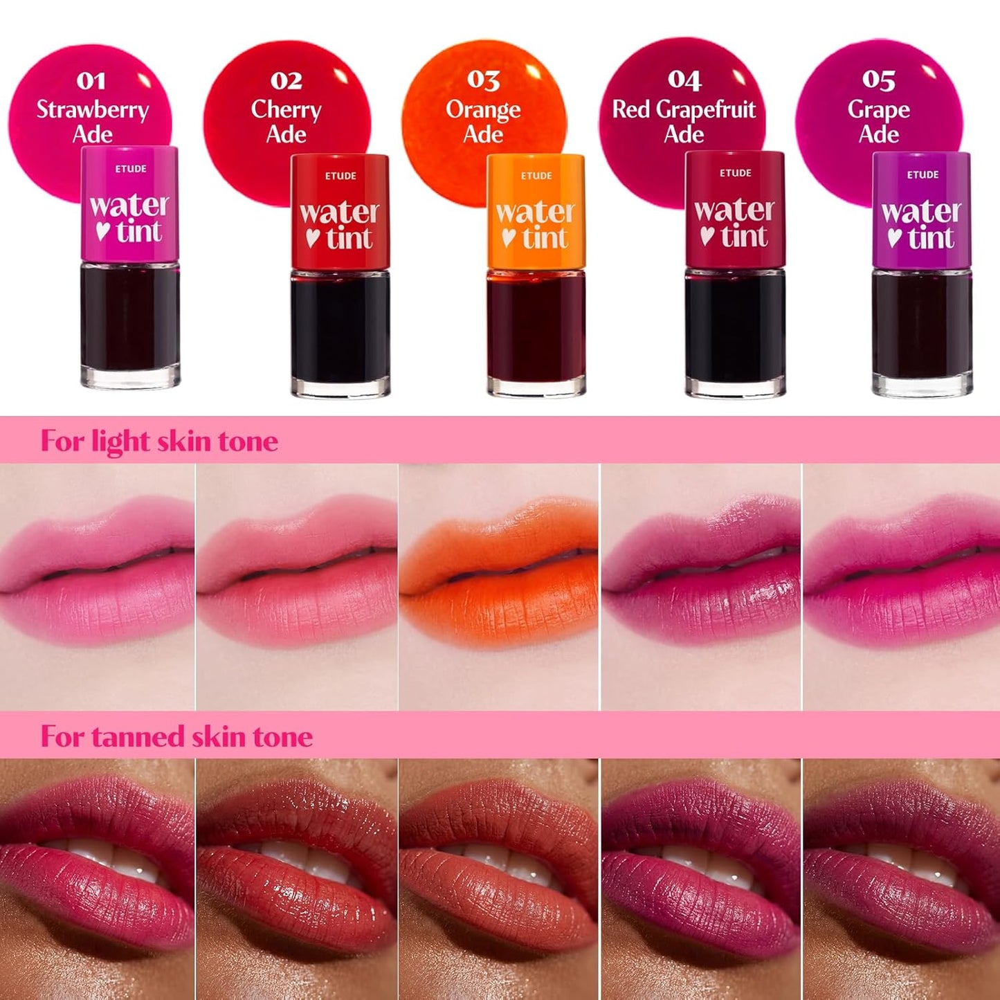 Etude Dear Darling Water Tint - Red Grapefruit Lip & Cheek Stain | Long-Lasting K-Beauty Makeup, 9g