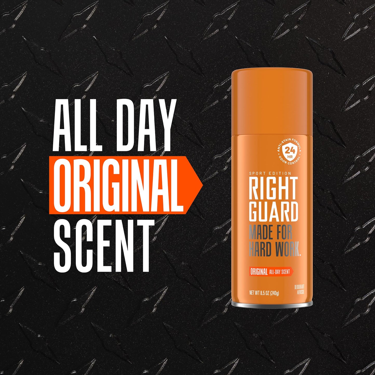 Right Guard Sport Original Scent Deodorant Spray - Aluminum Free Spray Deodorant for Men, 24-Hour Odor Protection, Anti-Stain, & Long-Lasting, 8.5 oz (2 Pack)