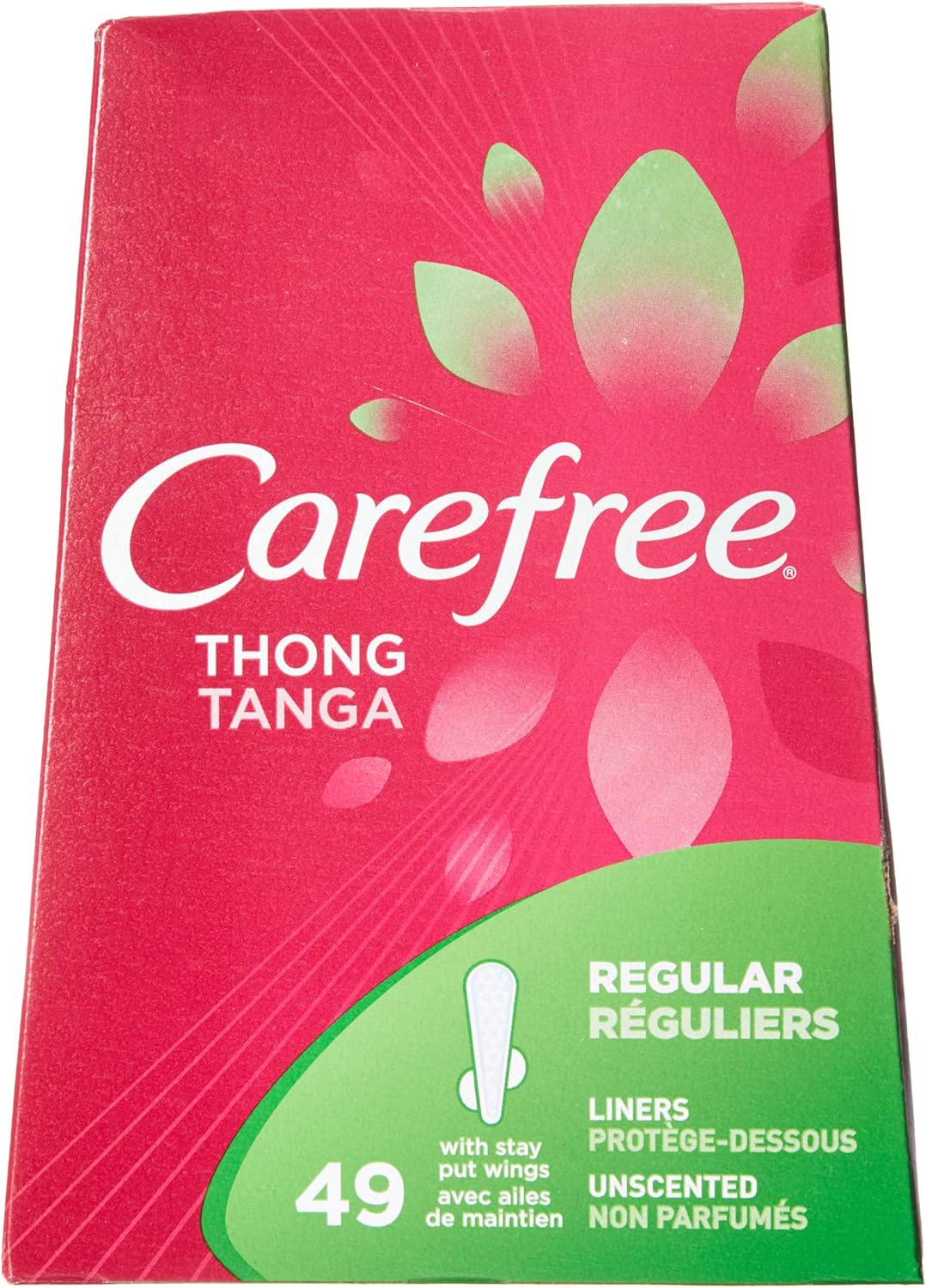 Carefree Panty Liners for Women - Unwrapped & Unscented Thong Liners | 49 Count