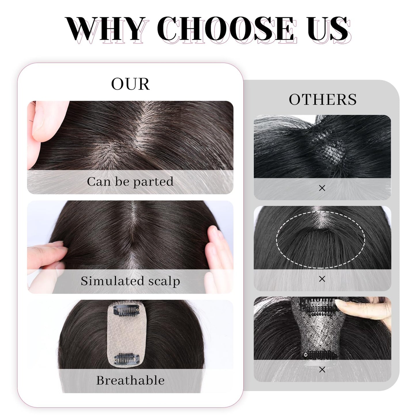 VERNA Bangs Hair Clip 360°3D Cover Hair Toppers for Women Real Human Hair,100% Real Human Hair Clip in Bangs,Hair pieces Clip on Bangs for Daily Wear