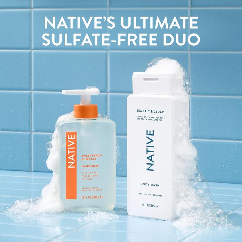 Native Body Wash - Sea Salt & Cedar Scent | 36 oz Pump Bottle, Sulfate-Free & Gentle for All Skin Types
