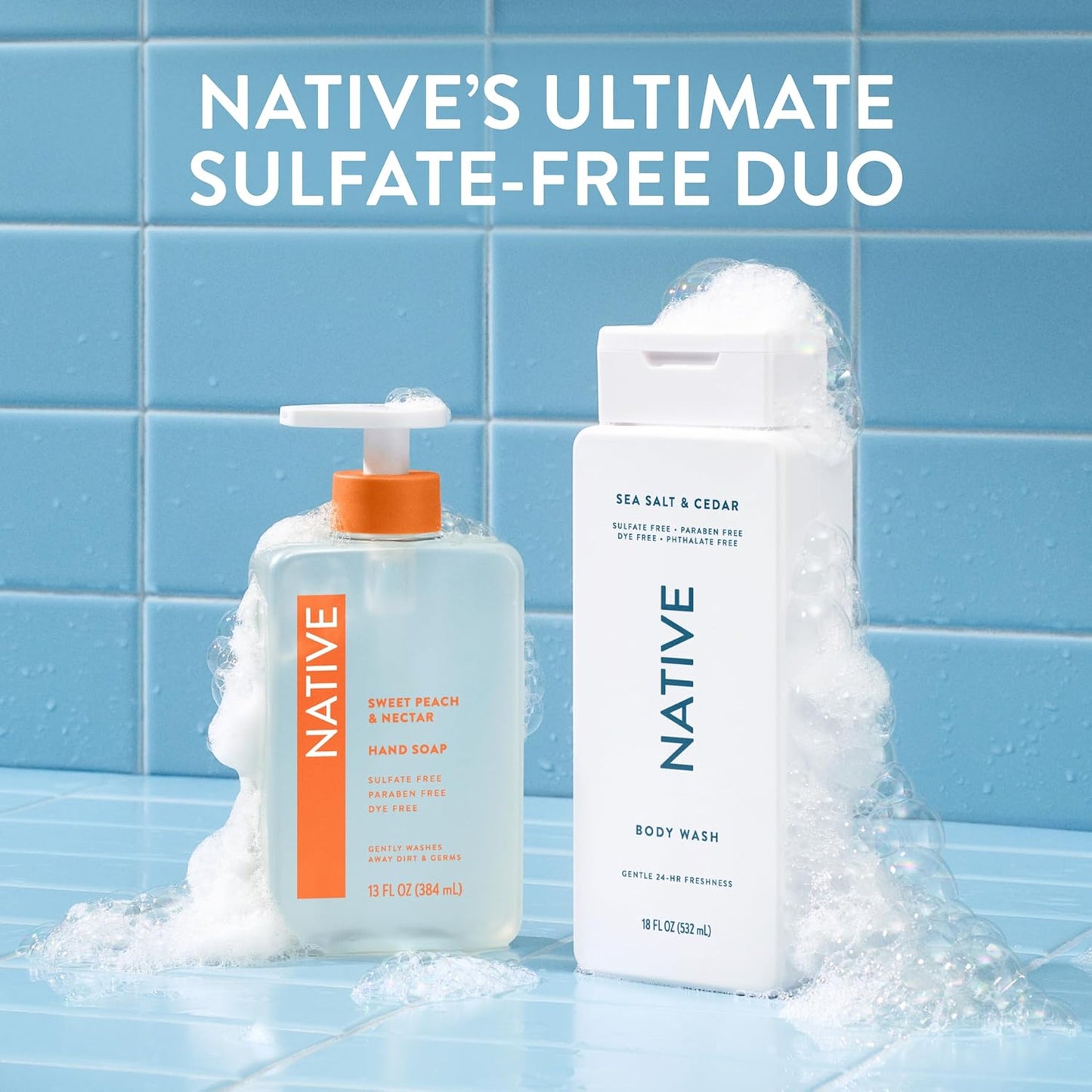 Native Sea Salt & Cedar Body Wash - 24-Hour Refreshing Clean for All Skin Types | 18 oz, Phthalate-Free, Sulfate-Free, Paraben-Free