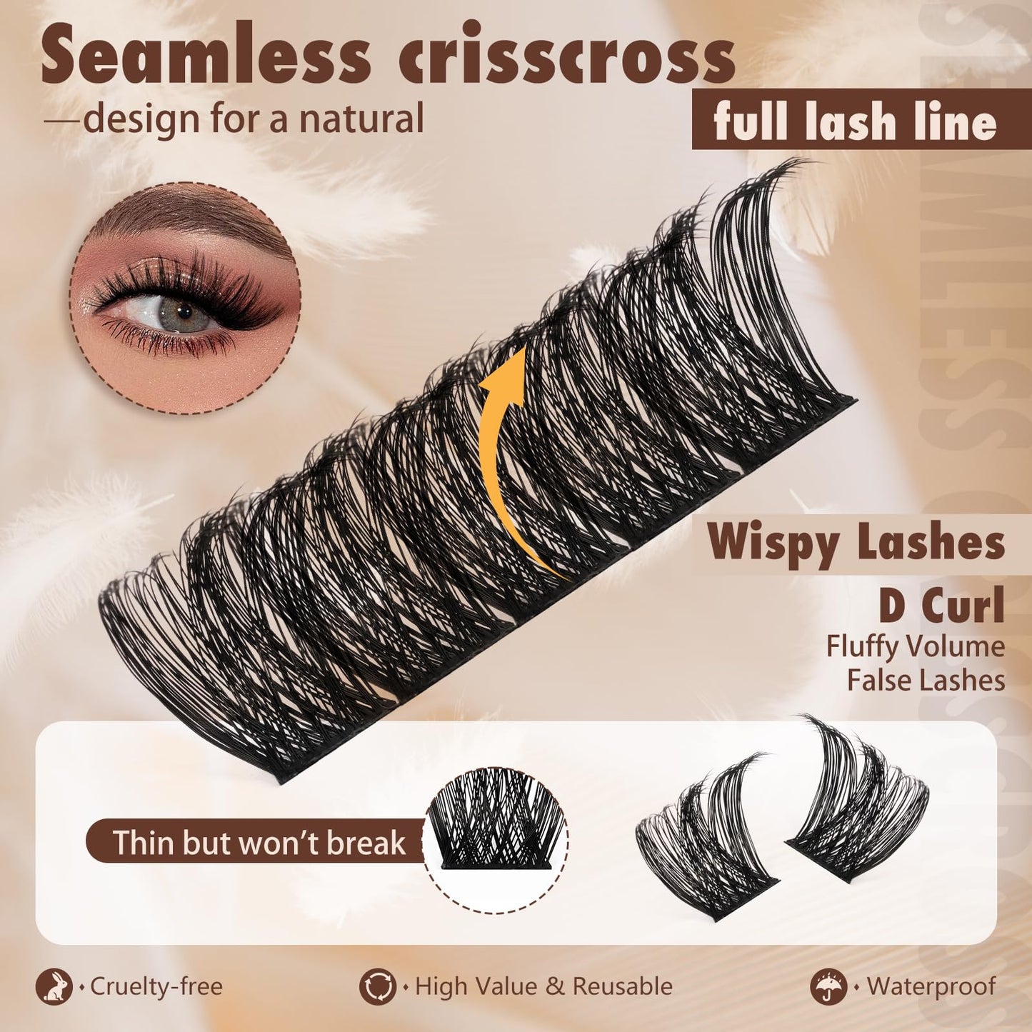JMS&JMS Lash Clusters Kit Lash Extension Kit with Lash Bond and Seal Eyelash Applictor Lash Extension Kit for Beginner (MISS BELLA-8-18mix)