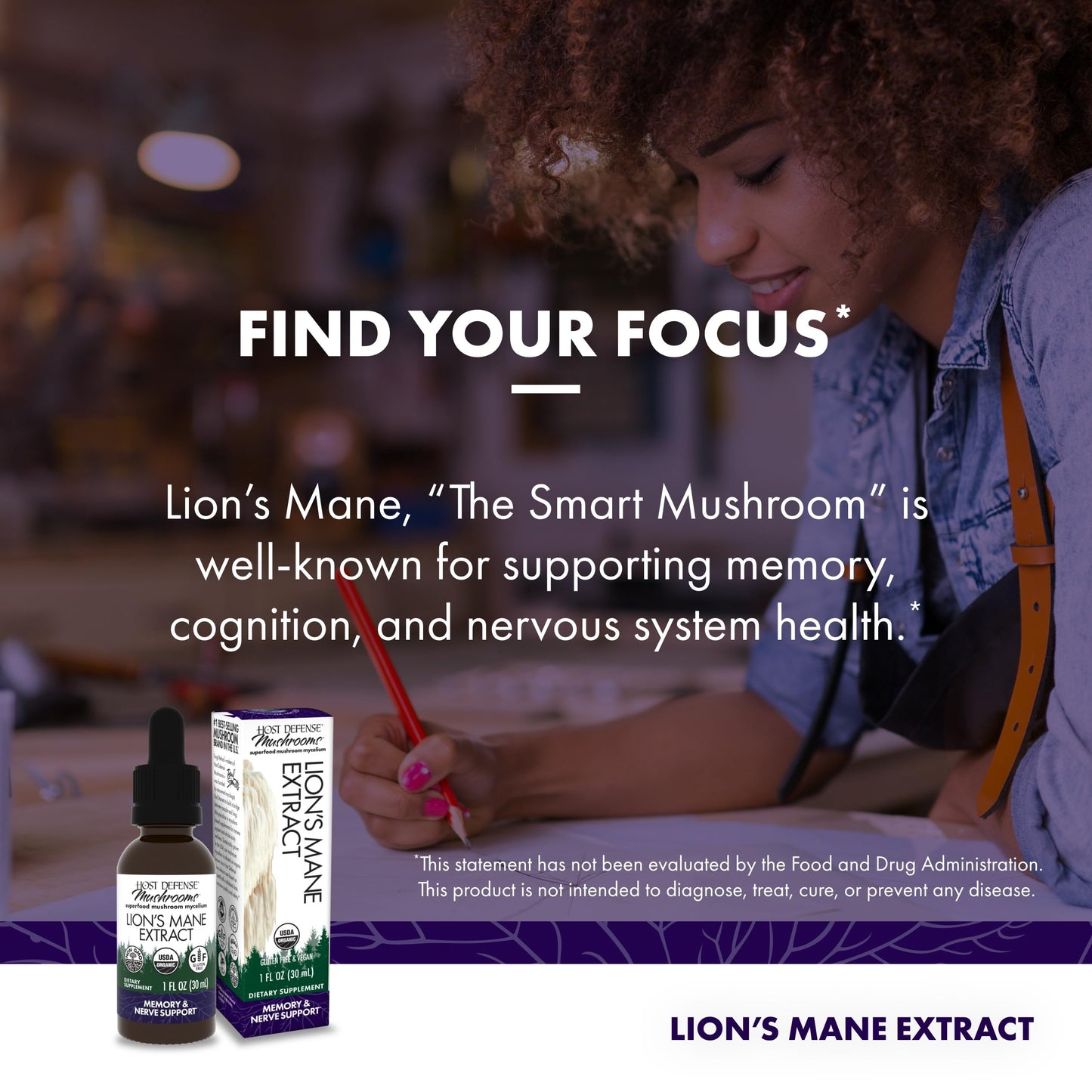 Host Defense Mushrooms Lion's Mane Extract - Lion's Mane Liquid Supplement for Brain Health - Mushroom Support for Focus & Memory Function - Immune & Nervous System Support - 1 fl oz (30 Servings)*