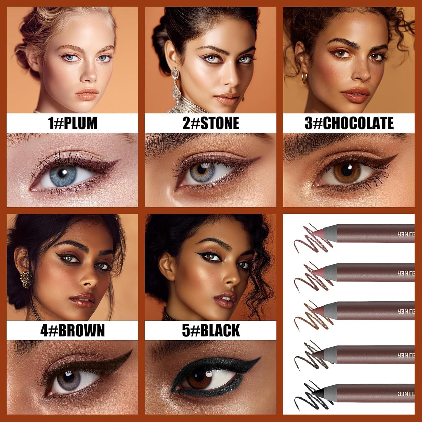 Chocolate Eyeliner Pencil - 24HR Waterproof, Smudge-Proof & Creamy Glide | Vegan, Sensitive Eye Safe