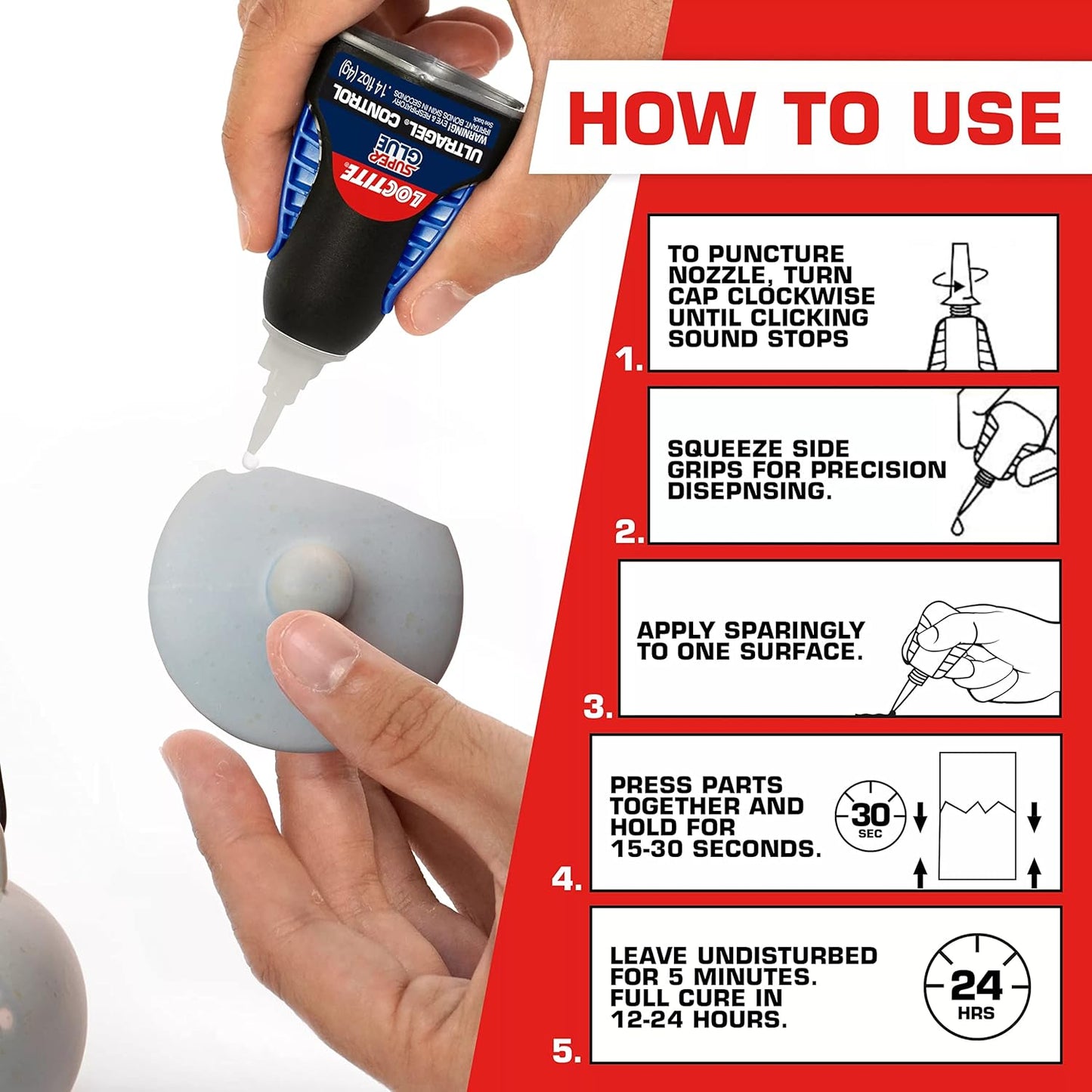 Loctite Super Glue Ultra Gel Control - Clear Cyanoacrylate Adhesive for Plastic, Wood & Metal | 0.14 fl oz