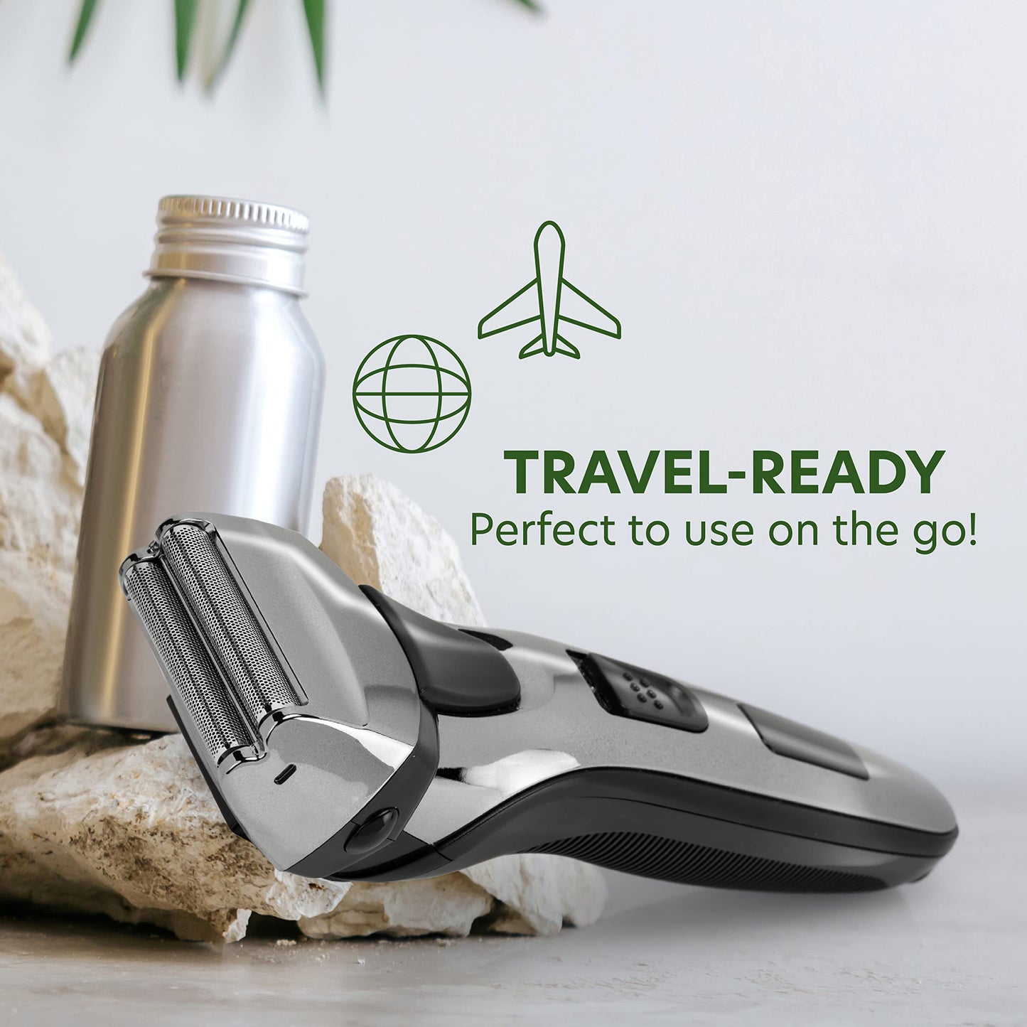 ChargeWorx Groom Essentials Dual-Foil Rechargeable Electric Shaver, Cordless, Ergonomic Electric Razor with Pop-Up Beard and Mustache Trimmer for Travel, LED Battery Indicator, Includes Cleaning Brush