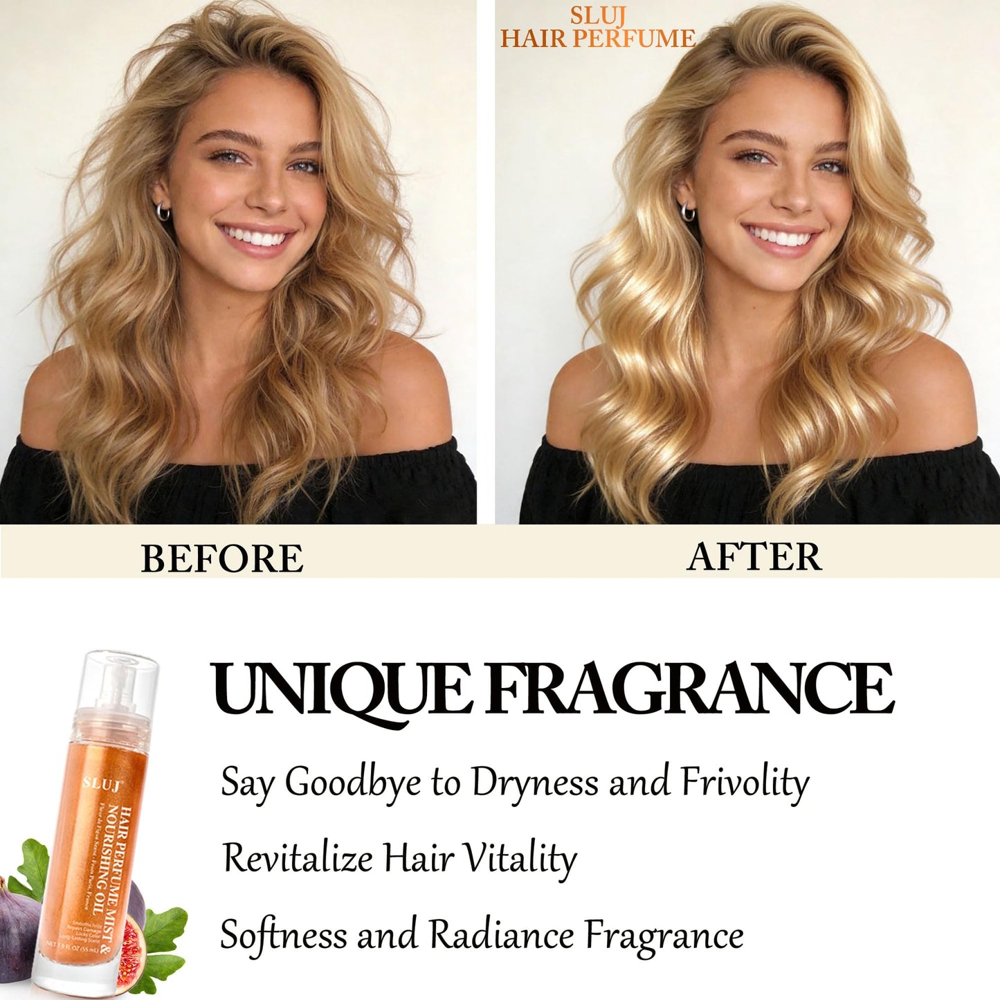 SLUJ Hair Perfume for Women, Hair Spray & Body Mist, Summer Lightweight Long Lasting Fragrance Mist, Hair Mist with Argan Oil & Bronze Shimmer for All Hair Types- 50ml