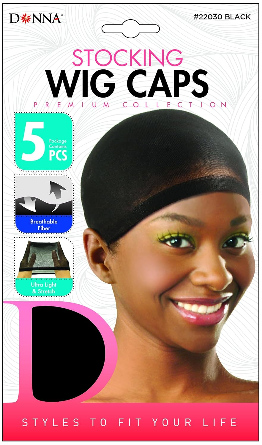 Breathable Black Wig Caps - 5 Pack Stretch Stocking Caps for Wigs and Hairpieces