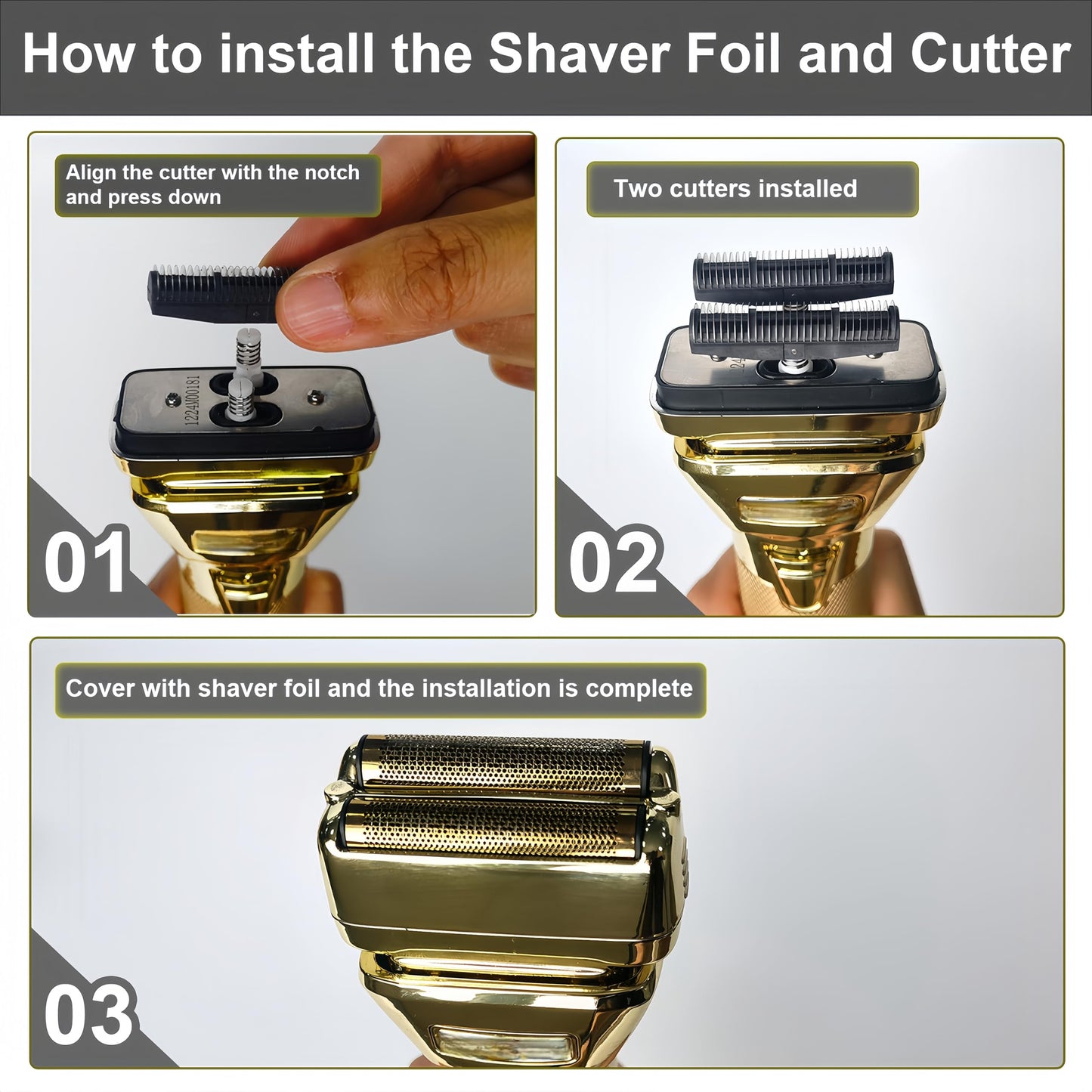 Shaver Replacement Foil and Cutter，Compatible with BaBylissPRO FXONE Double Foil Stick Shaver,Gold