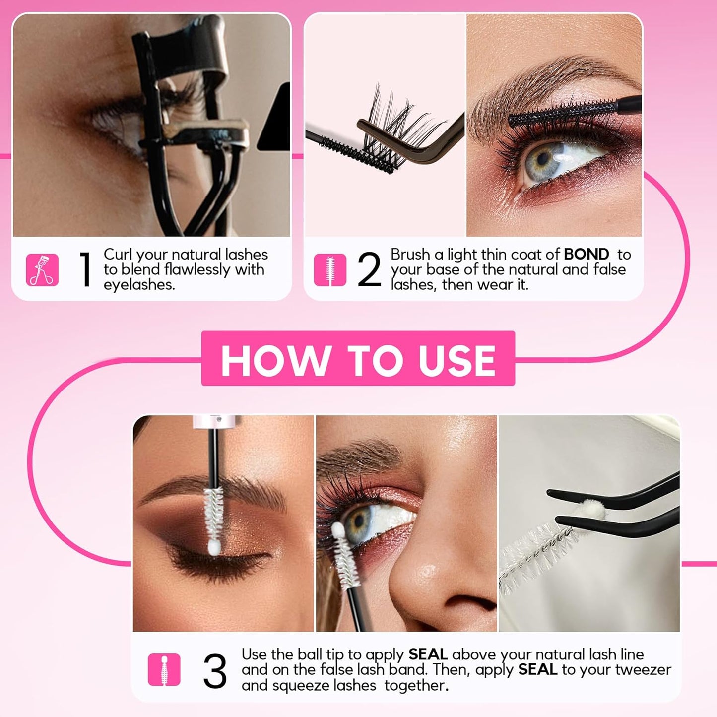 Lash Cluster Glue - Waterproof 2-in-1 Bond & Seal for Eyelash Clusters | 10ml Strong Hold for 72 Hours