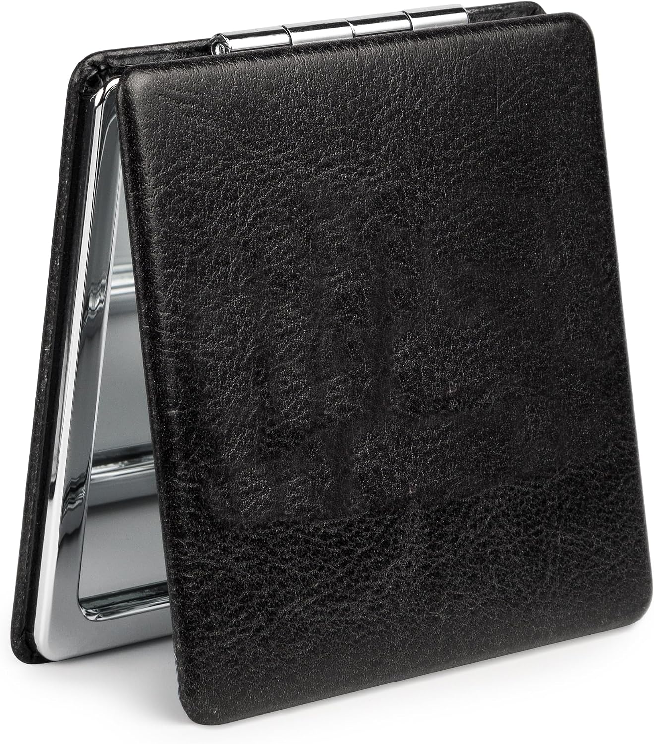 Compact Mirror - 1x/2x Magnifying Foldable Cosmetic Mirror | Portable Travel Size for Pocket & Purse (Black)