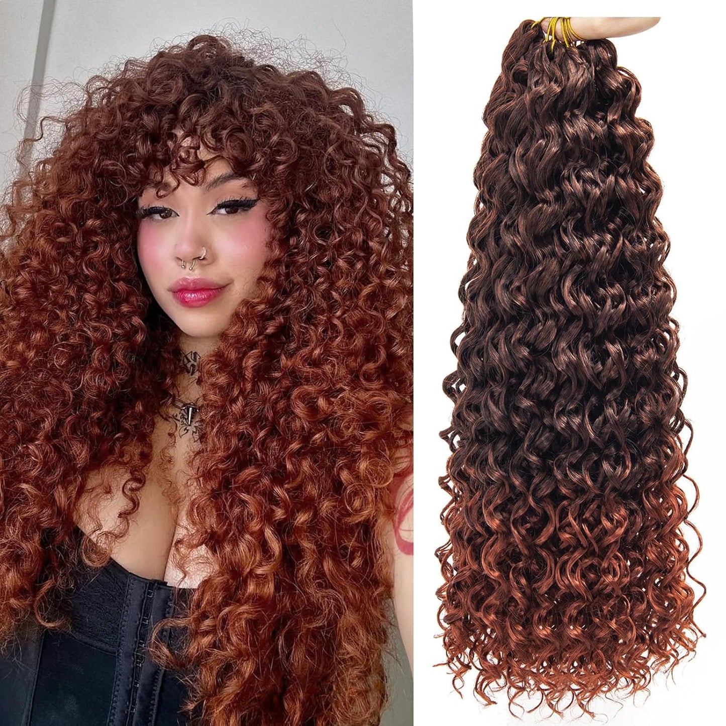 Water Wave Crochet Hair Extensions - Blonde Synthetic Bohemian Braids | 14 Inch Deep Wave (27#)