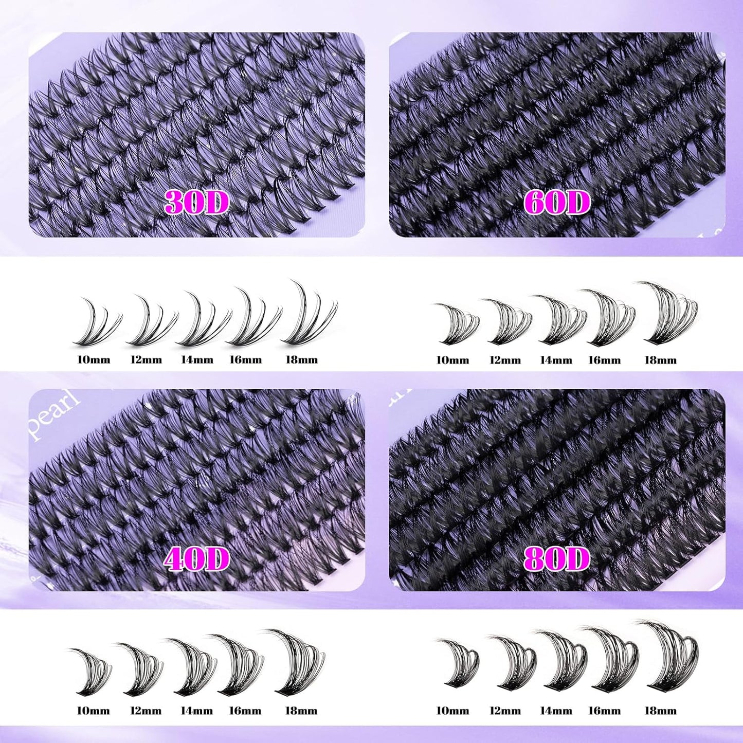 Lash Clusters Kit - 560 Pcs 30D/40D/60D/80D Thick Volume Eyelash Extensions | Individual Lashes 10-18mm with Bond & Seal
