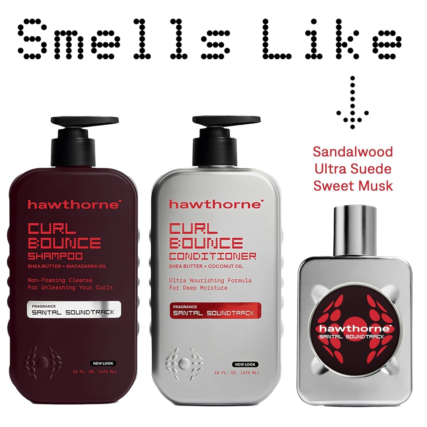 Hawthorne Curl Bounce Men's Curly Hair Shampoo & Conditioner Set - Sulfate-Free, Shea Butter & Macadamia Oil | 16 oz Each