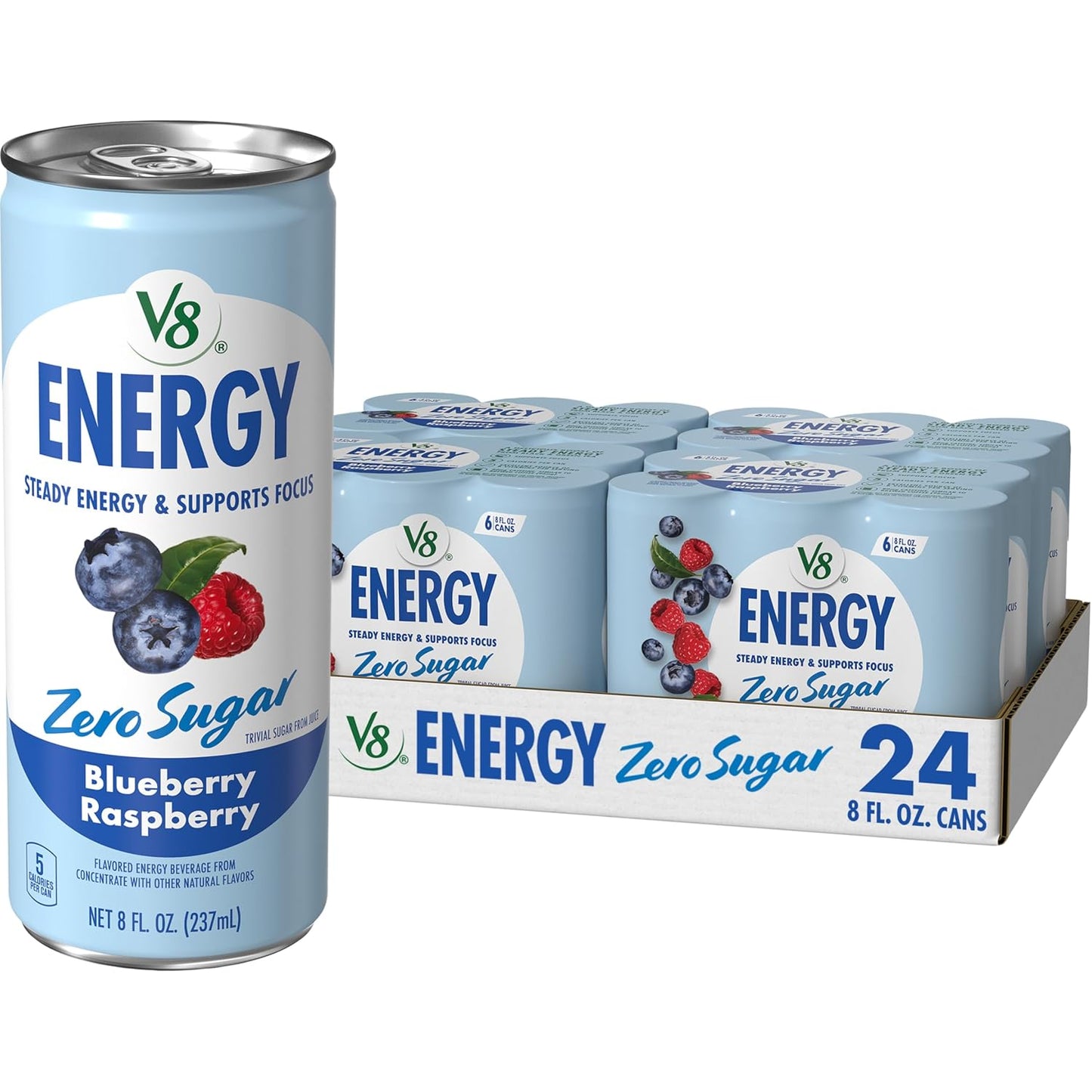 V8 Energy Peach Mango Energy Drink - 8 Fl Oz Can | 24 Pack of Refreshing Energy Boost