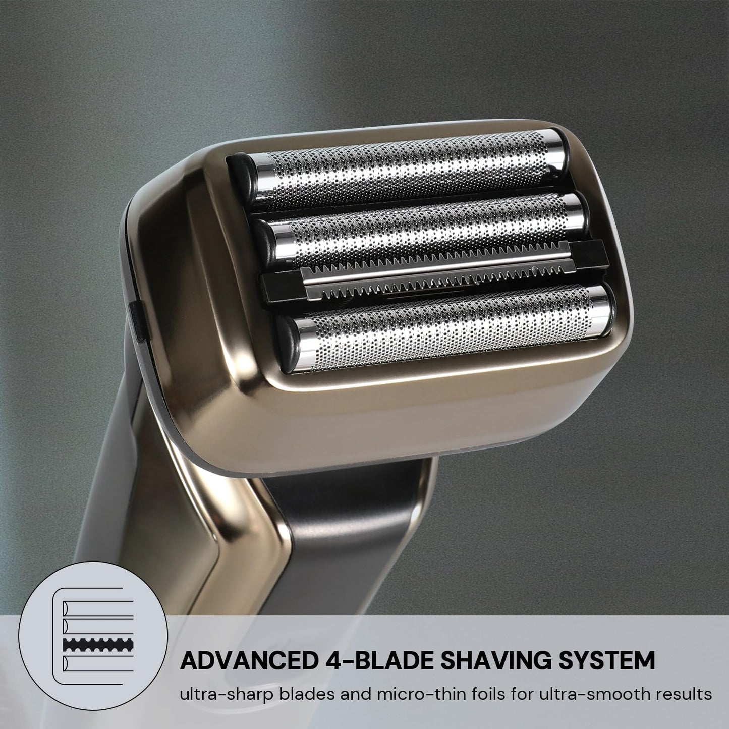 YHC Electric Razor for Men - 4-Blade Electric Foil Shaver with Pop-Up Trimmer, Waterproof, Wet & Dry Use, Cordless & Rechargeable