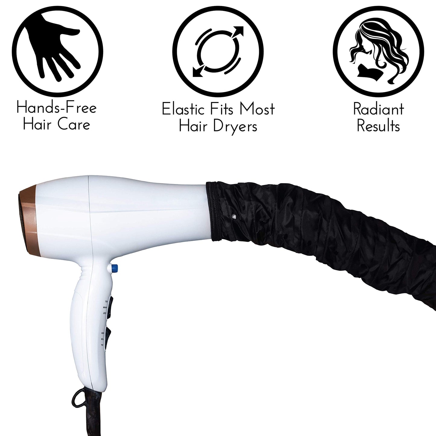 S&T INC. Bonnet Hood Hair Dryer Attachment for Drying, Styling, Curling, and Deep Conditioning, Adjustable, Storage Bag Included, Black