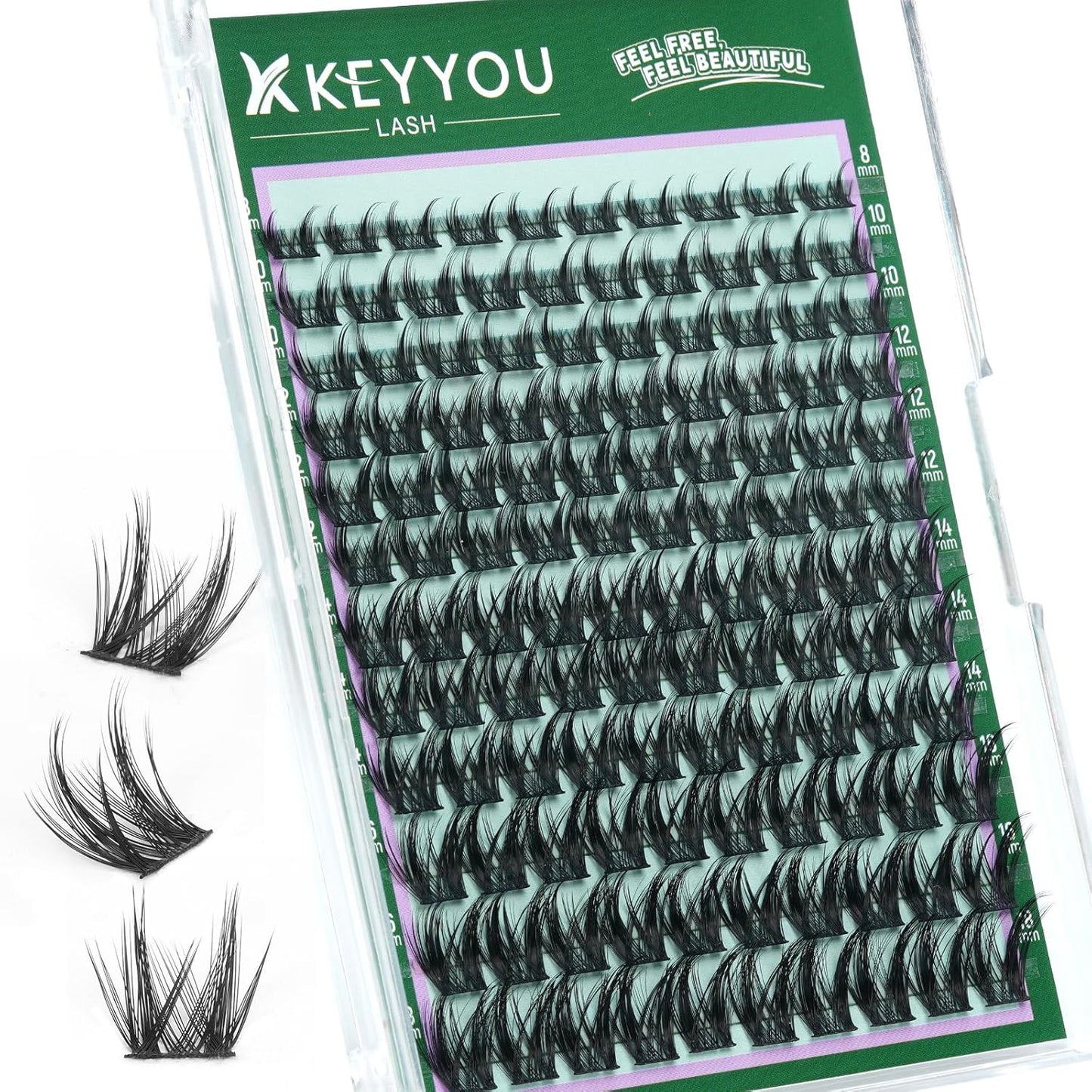Manga Brown Lash Clusters Kit - Natural Fluffy Individual Eyelash Extensions | DIY Clear Band Lashes with Bond & Seal Glue