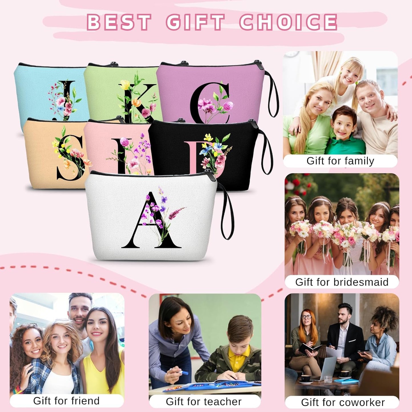 Personalized Makeup Bag with Mirror - Unique Gift for Women | Travel Cosmetic Organizer for Friends, Sisters, and Bridesmaids