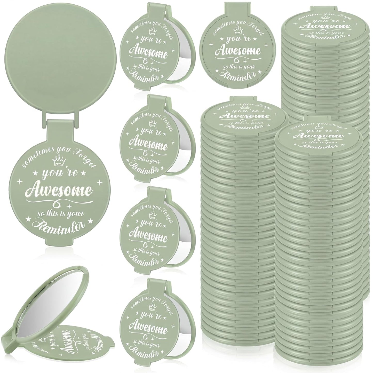 Inspirational Compact Mirror Set - 36 Pcs 2.76 Inch Mini Mirrors | Perfect Galentine's Day Gifts for Women