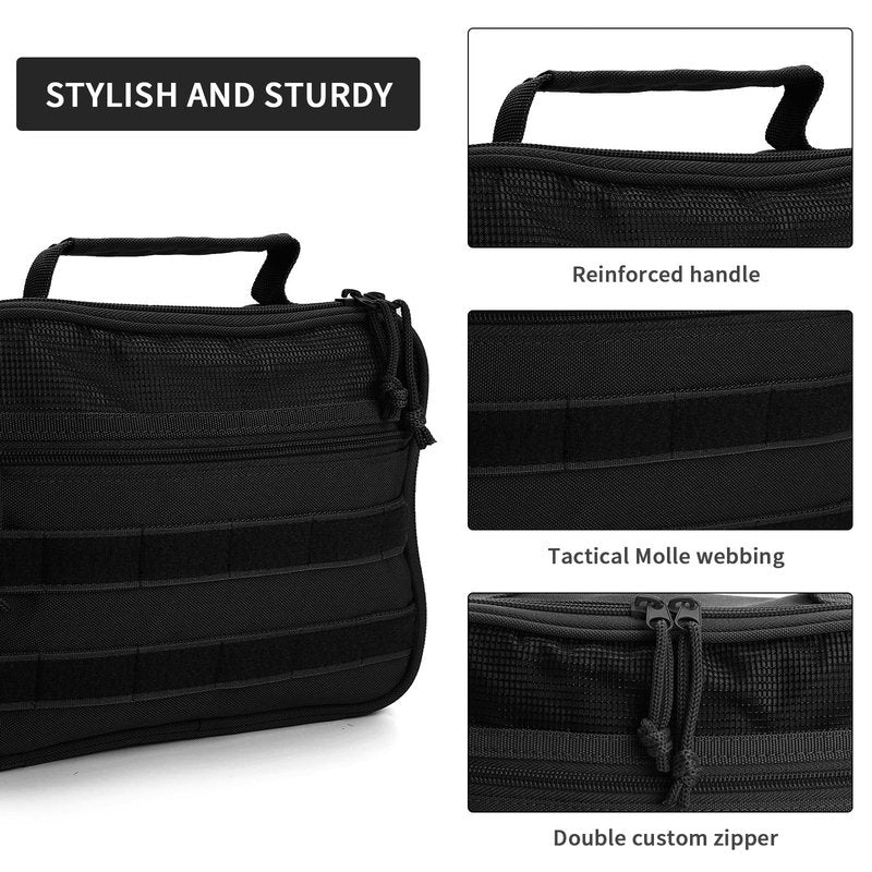 SUNRISING Tactical Travel Toiletry Bag for Men and Women, Hanging Travel Toiletry Organizer Dopp Kit, Toiletries Shaving Hygiene Bathroom Bag,Men's Toiletry Bag for Short Trips Camping - Black