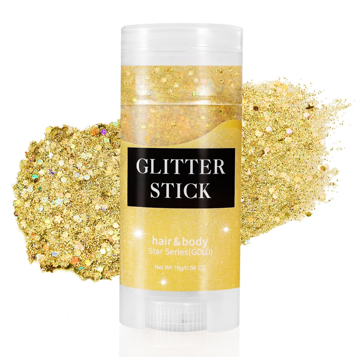 Mysense Gold Body Glitter Stick,Mardi Gras Face Hair Glitter,Festival Concert Rave Outfit Accessories for Women,Mermaid Sequins Chunky Glitter Makeup,0.56oz