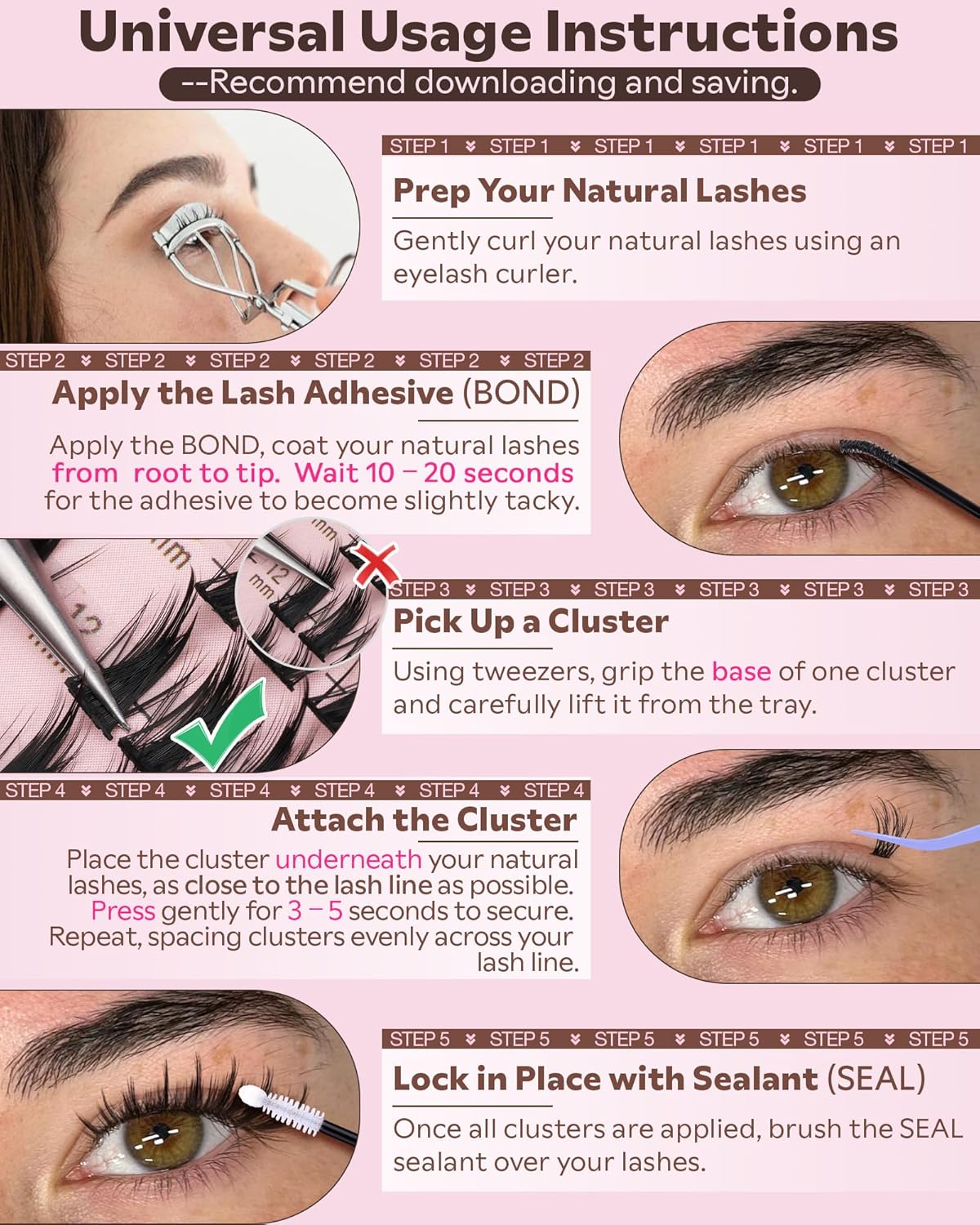 Goddvenus Manga Lash Clusters Kit - 300 Pcs Wispy Fluffy Eyelash Extensions | CC Curve 10-16mm for Anime Cosplay