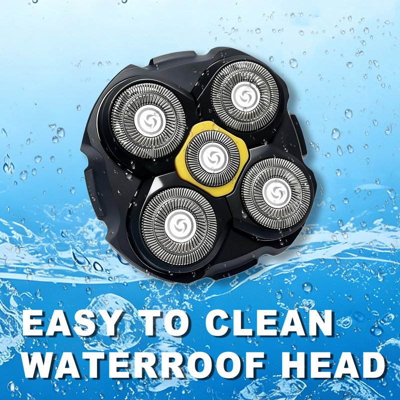 Electric Shaver Replacement Heads Compatible with Mirotouch Titanium Head Shaver, for Bald Men,5D Stainless Steel Blades for Wet Dry Bald Shaving, Waterproof.