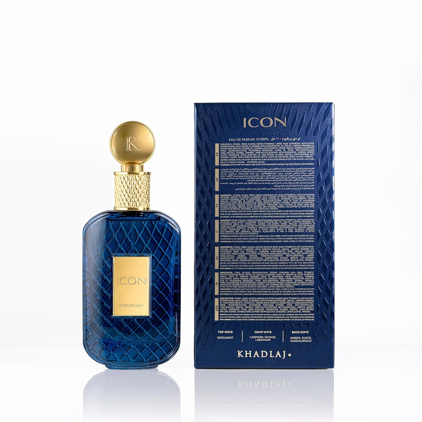 Khadlaj Icon Eau de Parfum Spray for Men - Long-Lasting Citrus & Woody Fragrance | 3.4 Ounce (100 ml)