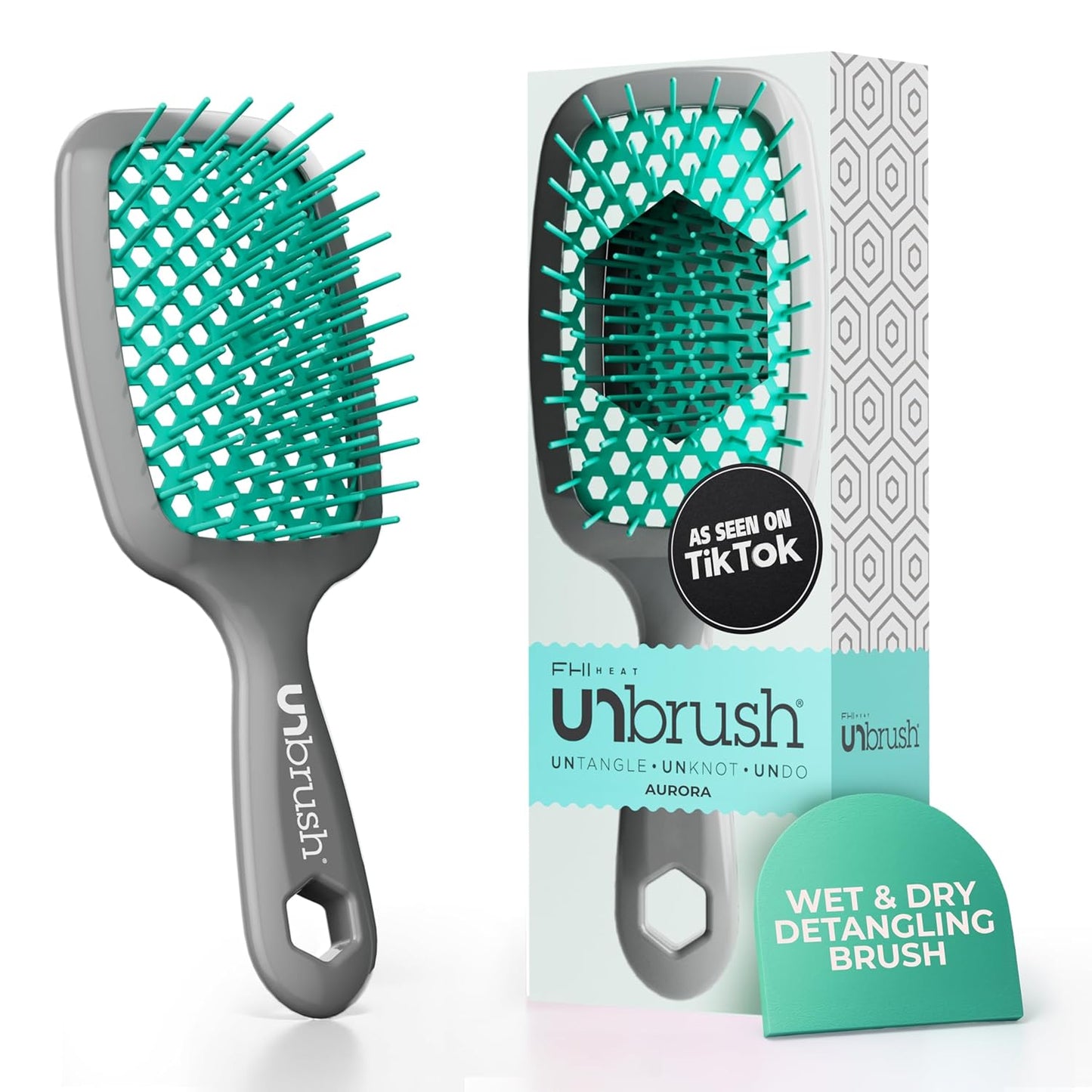 FHI Heat Detangling Brush - Pain-Free Brushing for Wet & Dry Hair | Durable DuoFlex Bristles, Lightweight, Cherry Blossom