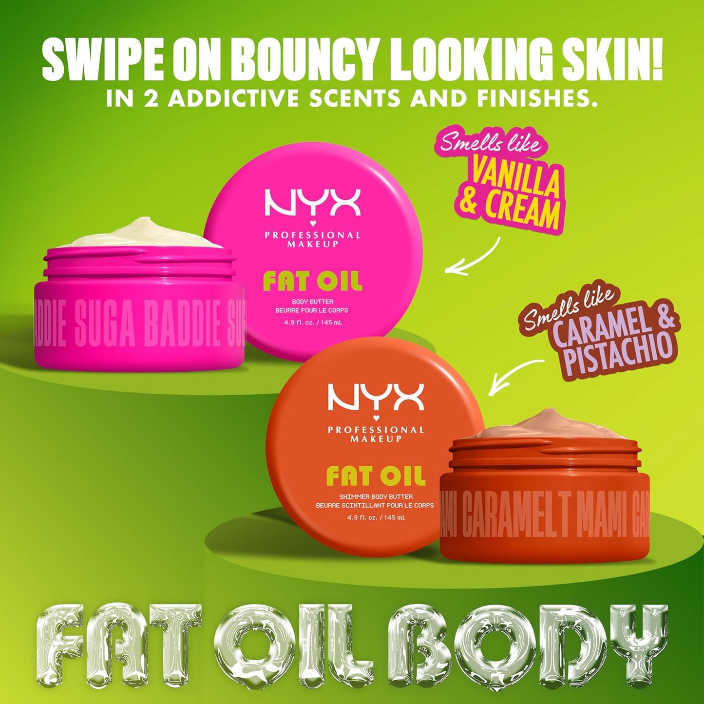 NYX Fat Oil Body Butter - Vanilla Scented Cream with Avocado Oil & Shea Butter | 24 HR Hydration, Vegan, Whipped Formula