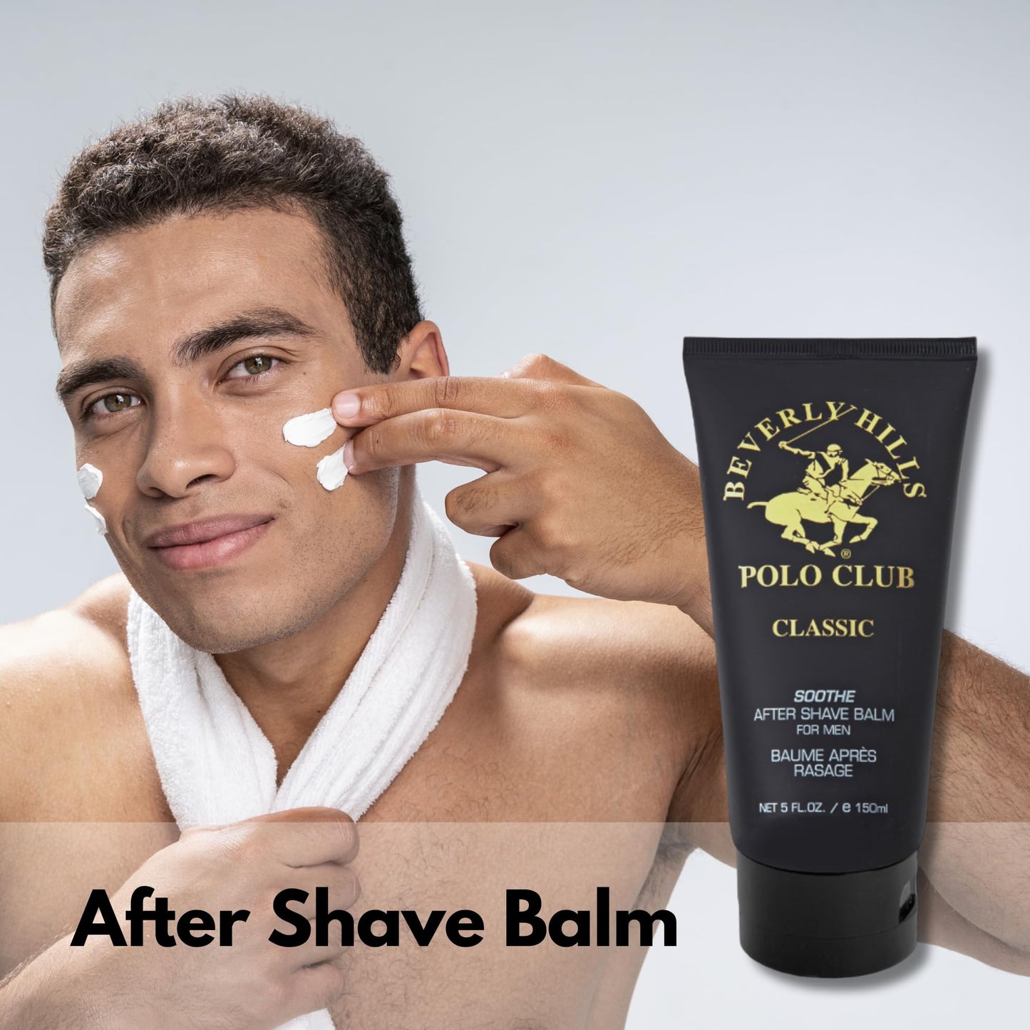 Beverly Hills Polo Club Classic Soothing After Shave for Men | Authentic Musk & Woody Scent | Calms & Refreshes Skin, Long-Lasting | 5oz Travel Size