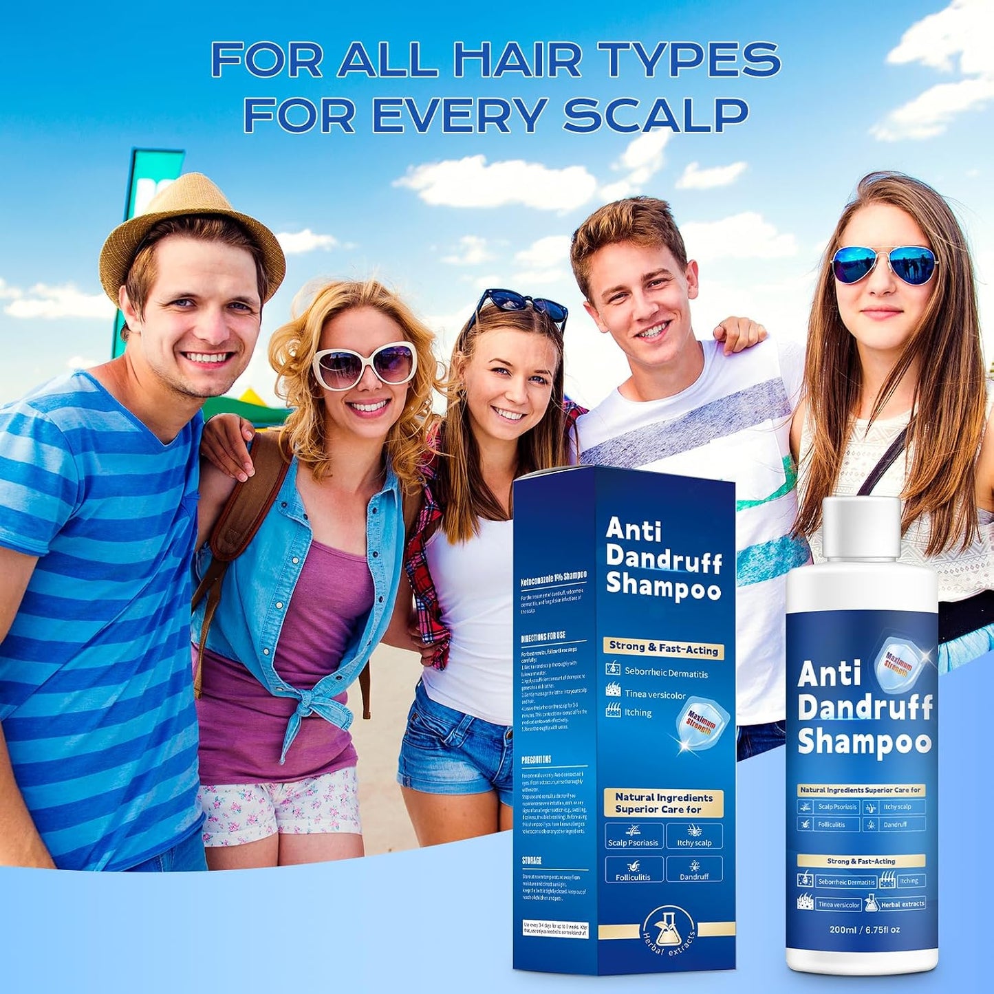Ketoconazole Anti-Dandruff Shampoo - Scalp Treatment for Seborrheic Dermatitis & Psoriasis | Itchy Scalp Relief, Hydrating Care for All