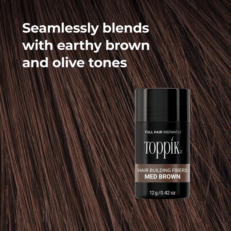 Toppik Hair Building Fibers, Medium Brown, 3g Fill In Fine or Thinning Hair, Instantly Thicker, Fuller Looking, 9 Shades for Men & Women, Keratin Protein Formula