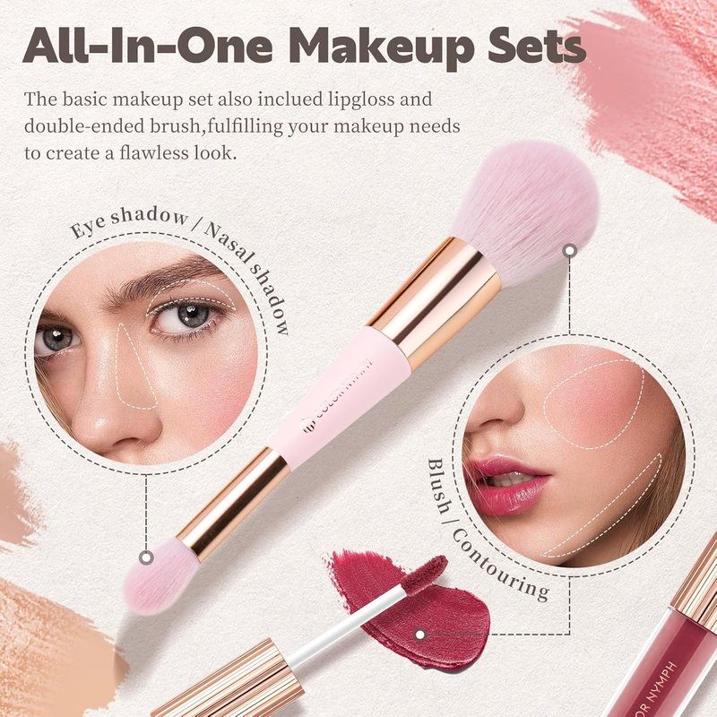 Color Nymph Makeup Kit for Teens - Complete Beginner Set with Lip Gloss, Blush, Contour Stick & Brush | Vegan & Cruelty-Free