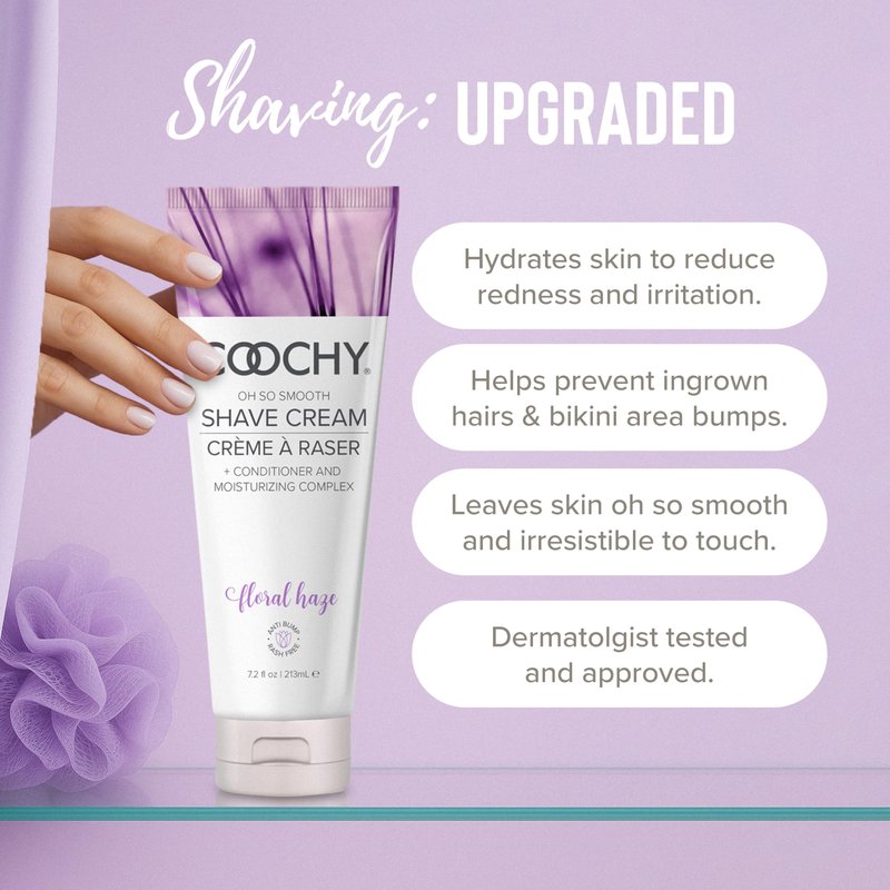 Coochy Shave Cream - Moisturizing Shave Lotion - Gentle Intimate Shaving Cream - For Bikini Area, Underarms, Legs & More - Rash-Free, Hydrating Formula - Floral Haze, 32 oz