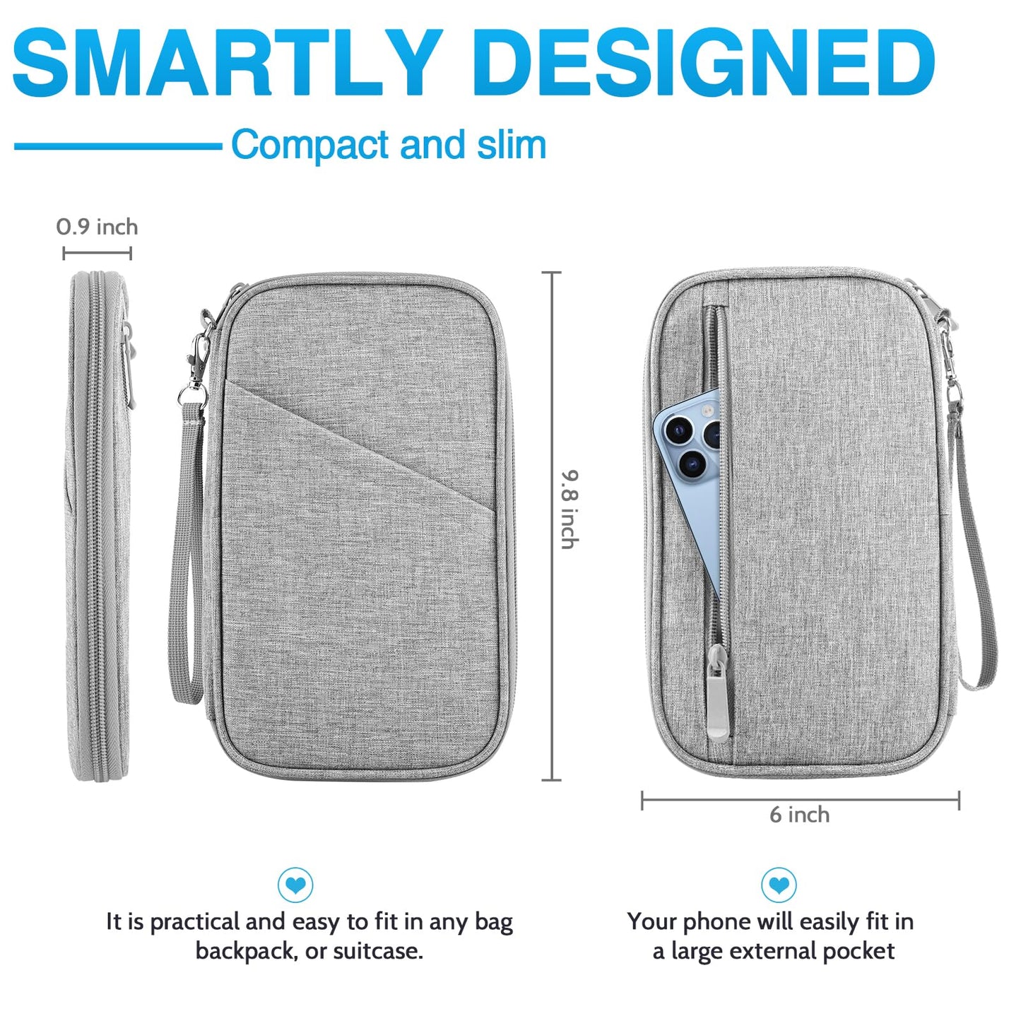 TOPBAG Passport Holder Family, Women Rfid Blocking Passport Wallet, Travel Document Organizer for Premium Wallets, Waterproof Passport Holders Bag for Women & Men Traveling, Credit Cards Case