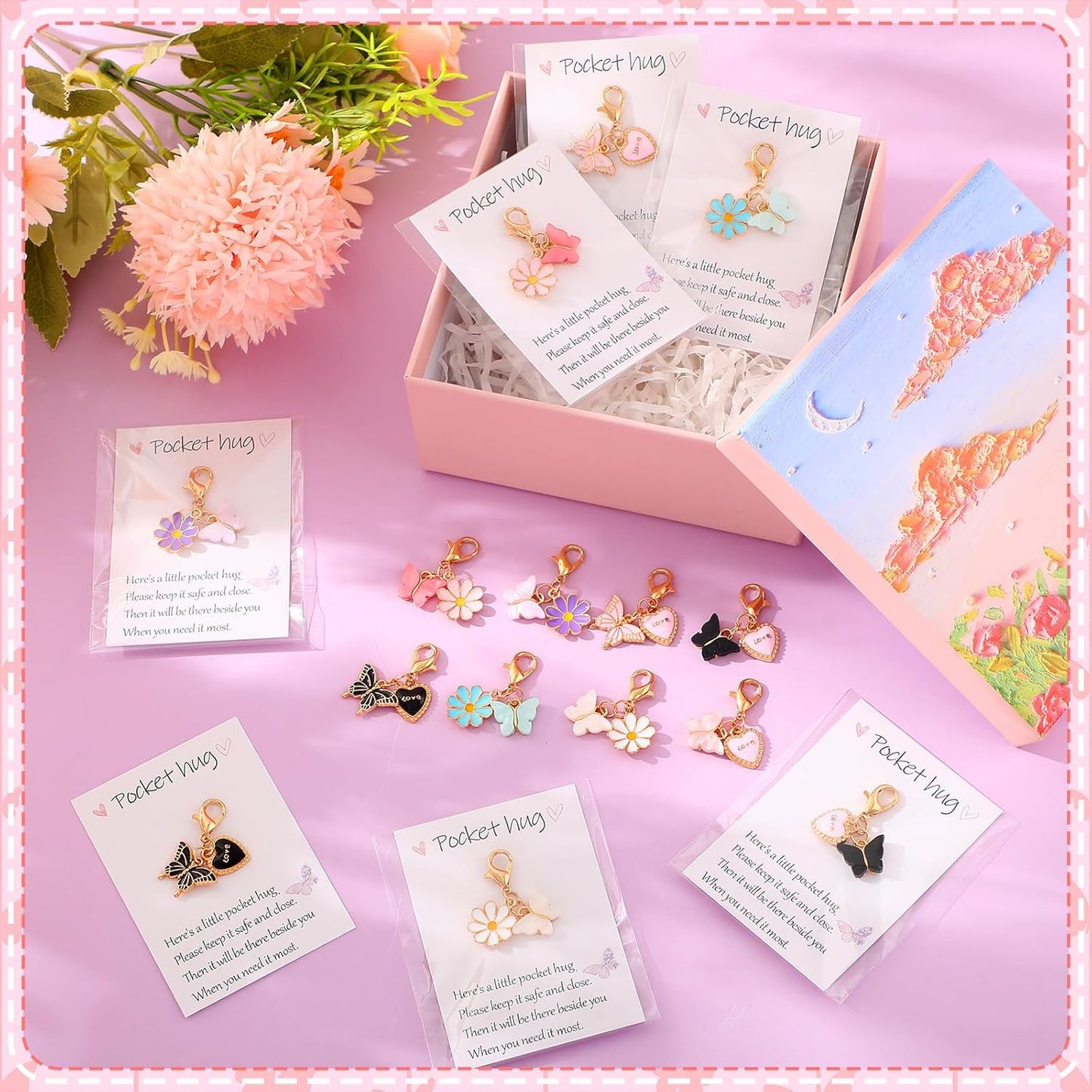 Butterfly Keychain Set - 16 Mini Keychains in 8 Styles | Perfect Party Favors & Gifts for Women