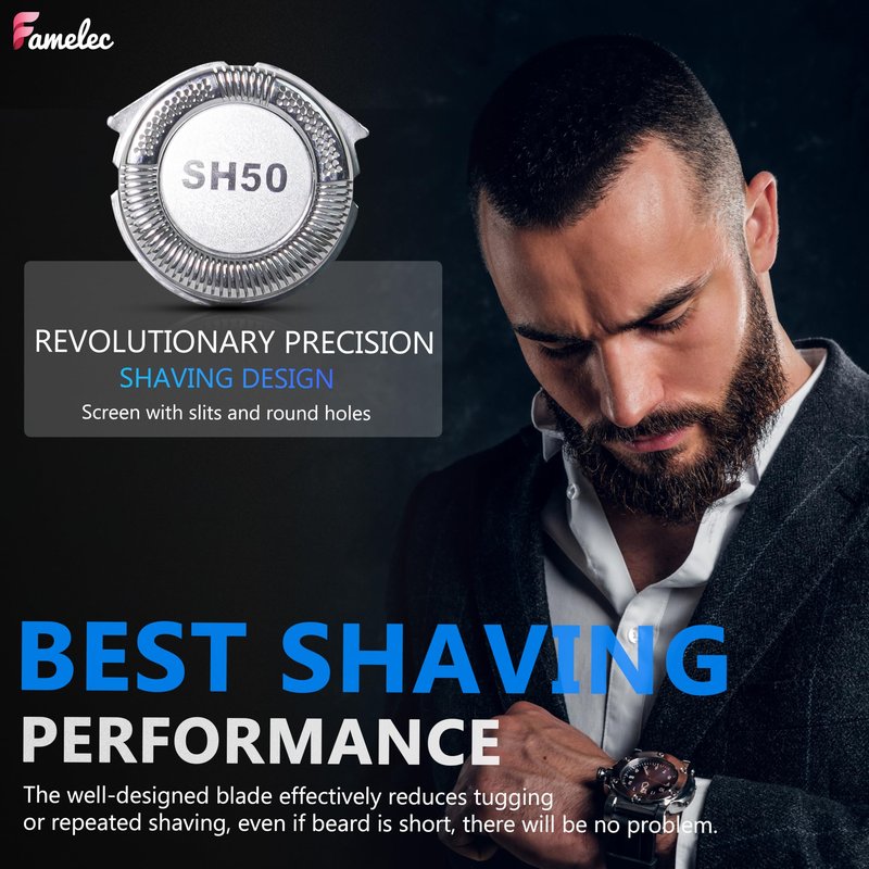FAMELEC SH50 Blades Head for Philips Norelco Series 5000 (S5xxx), Electric Razor Compatible with Norelco 5000 Series Shaver Replacement Heads, Fit for Models S5660/84, S5590/81, S5290/88, S5210/8