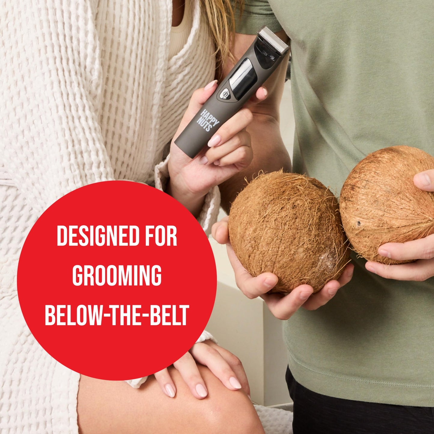 HAPPY NUTS The Ballber Pro Electric Groin & Body Hair Trimmer for Men - Mens Body Groomer Kit for Privates - Waterproof Shaver for Hard to Reach Areas